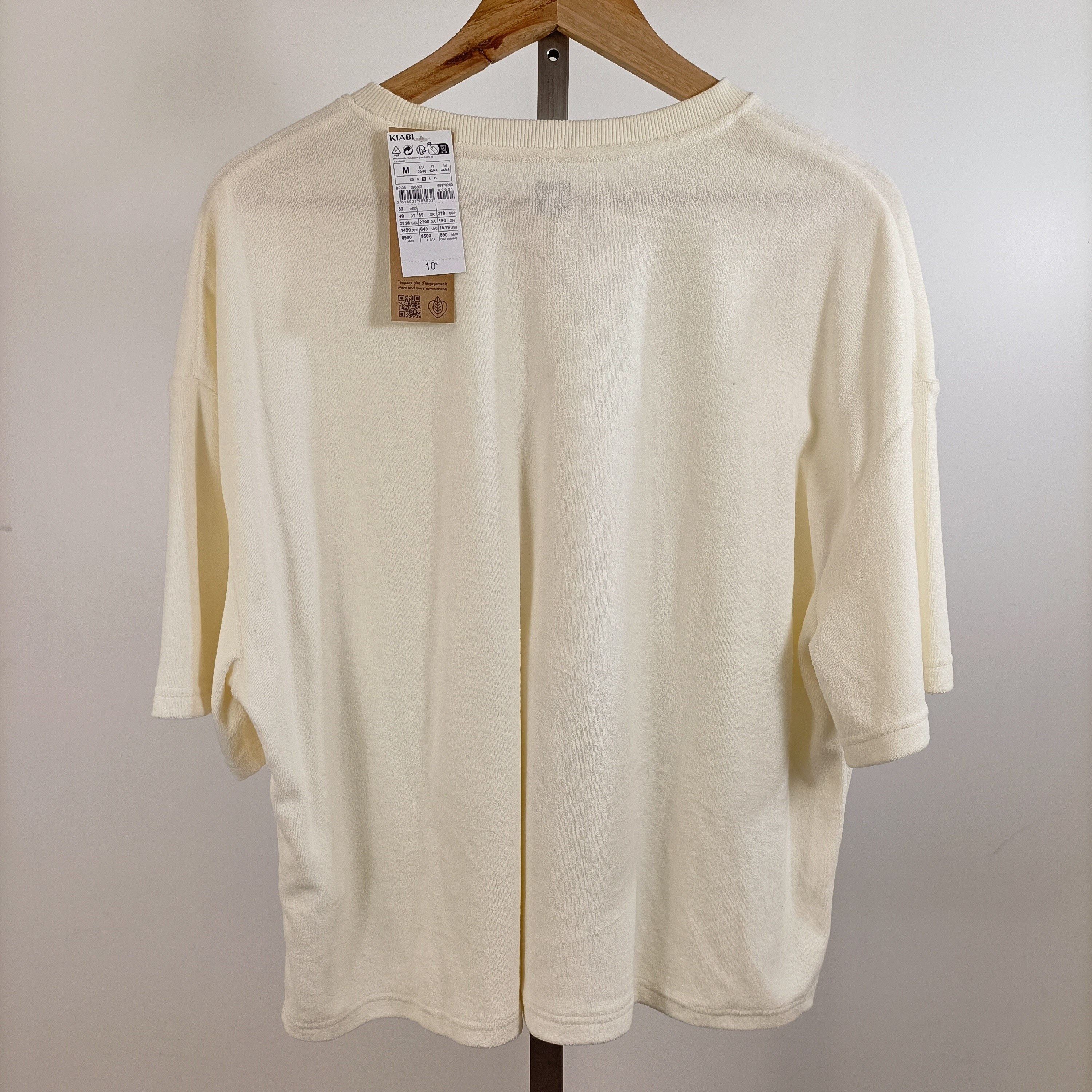 T-shirt écru col rond poche poitrine Éponge Kiabi coupe droite taille M coton polyester M - Photo 1