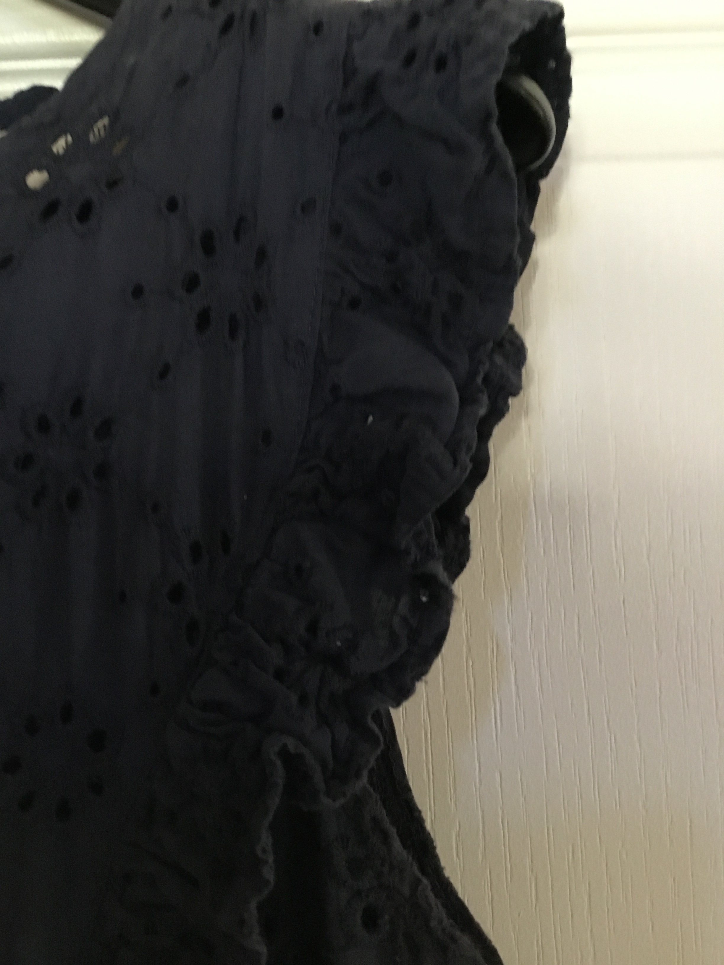 Robe sans manches en coton ajouré « Johanna  Paris » bleue marine brodée T40 estimée Très bon état - Vue 4 - 