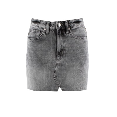 Jupe grise en jeans délavés - Femme - Superdry - Taille 36 - Photo 0