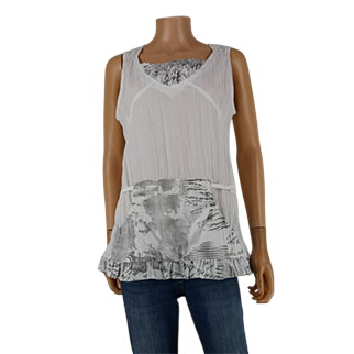 Blouse blanche imprime sans manches - Ever-Lyne - Taille 40 - Label Emmaus - Modalova