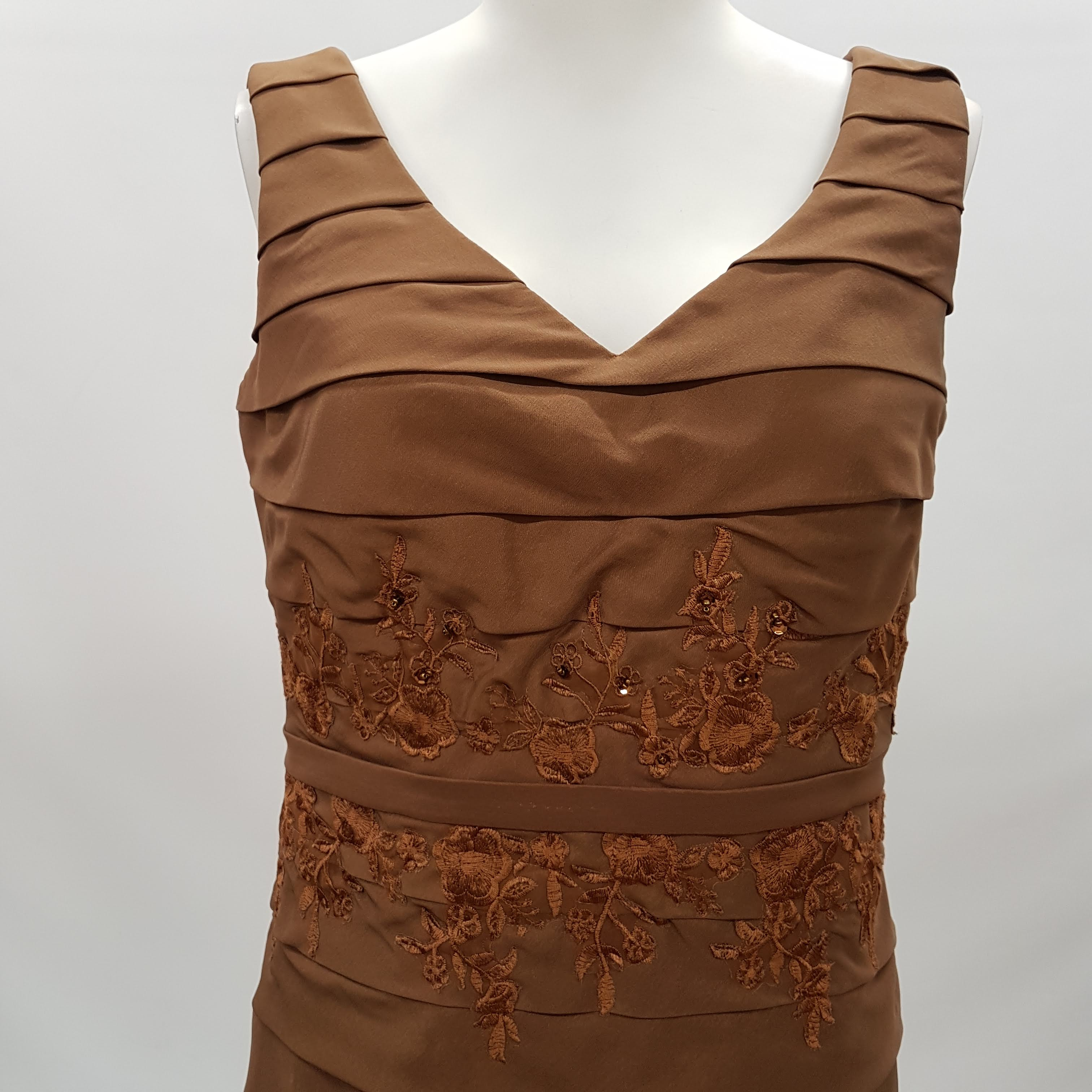 Robe de fête marron style taffetas - IZIDRESS - Taille XS - Photo 4