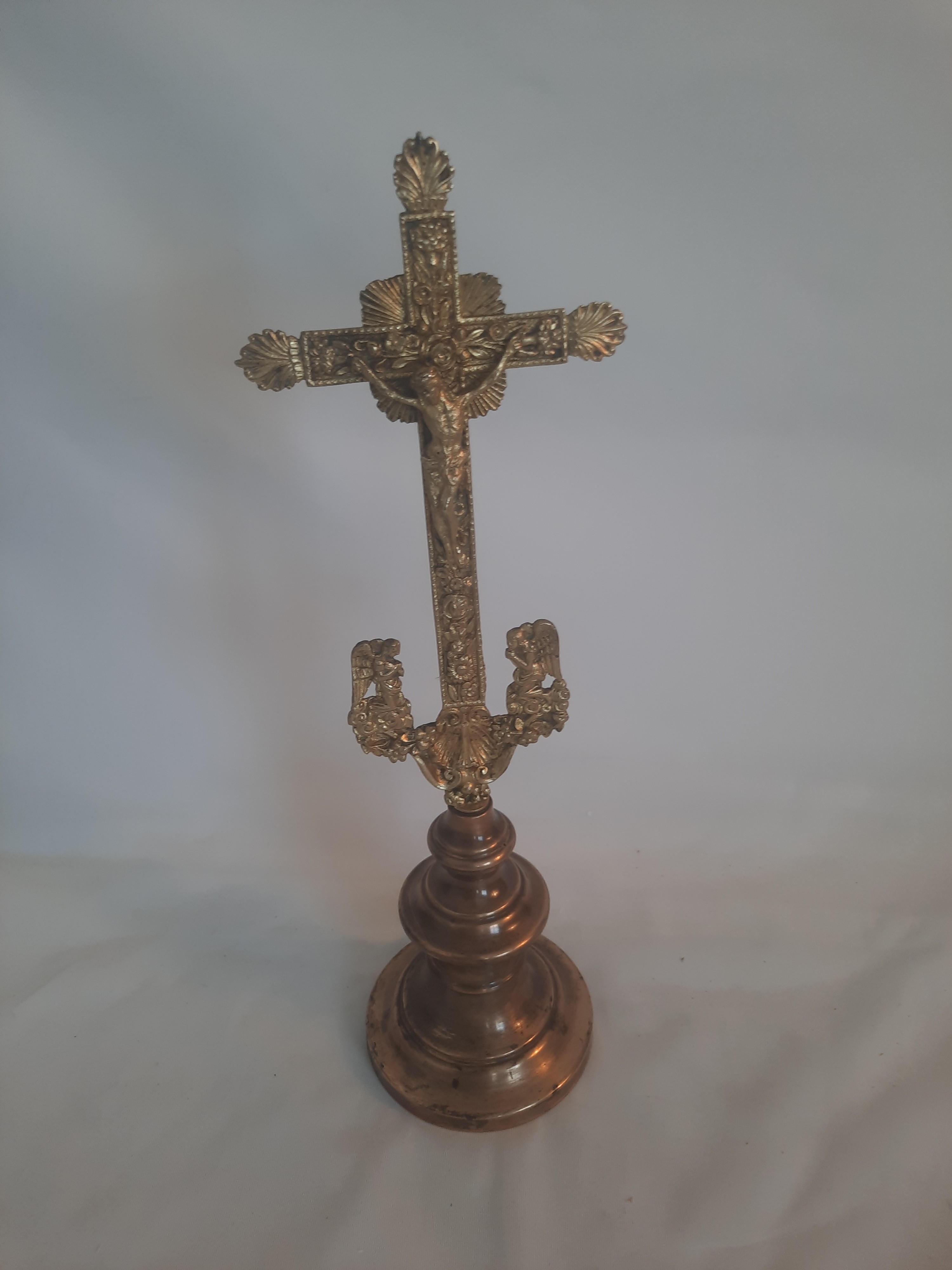 Crucifix antique, croix religieuse, bronze - Photo 1