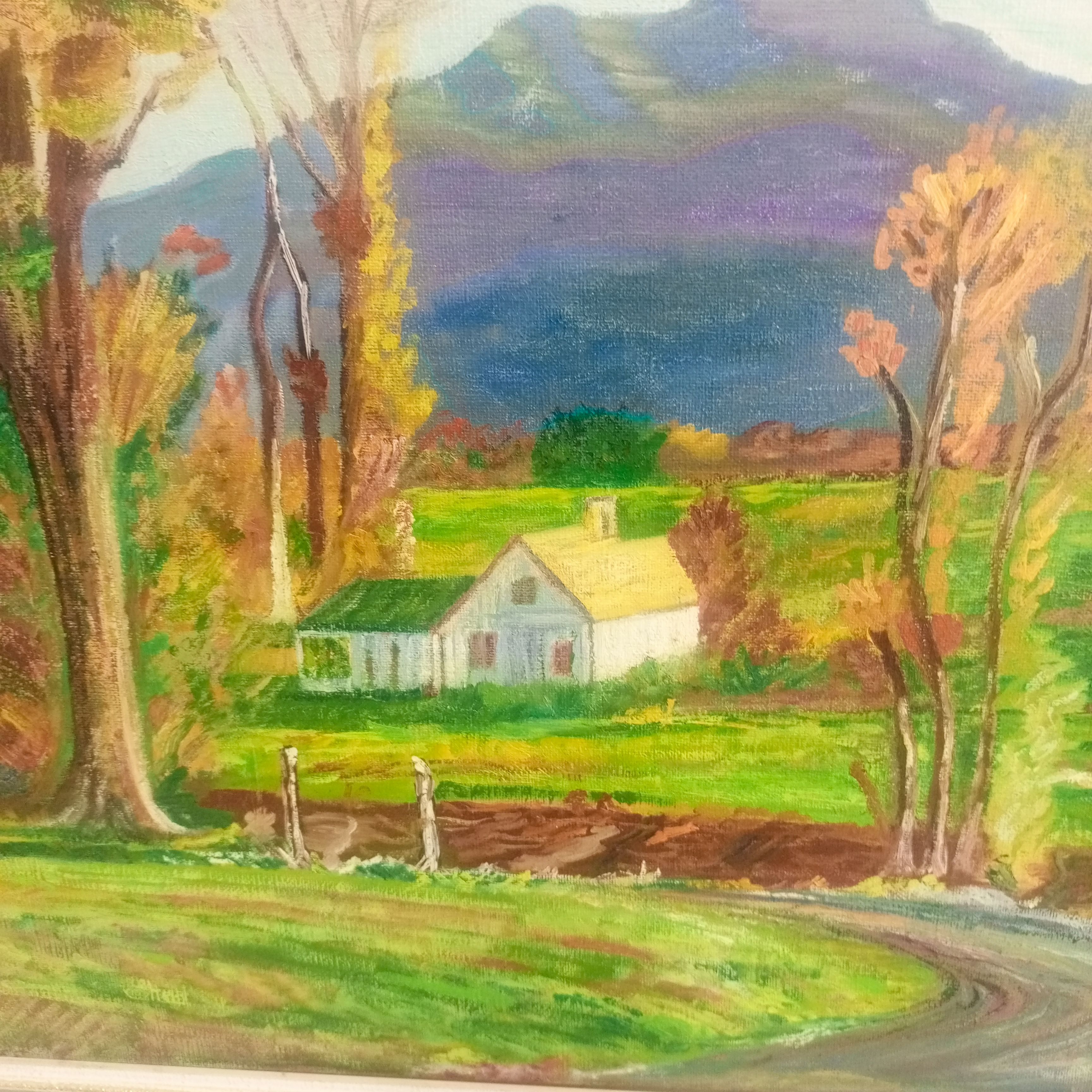 Peinture à Huile sur toile Paysage d'automne. État correct - Vue 5 - 