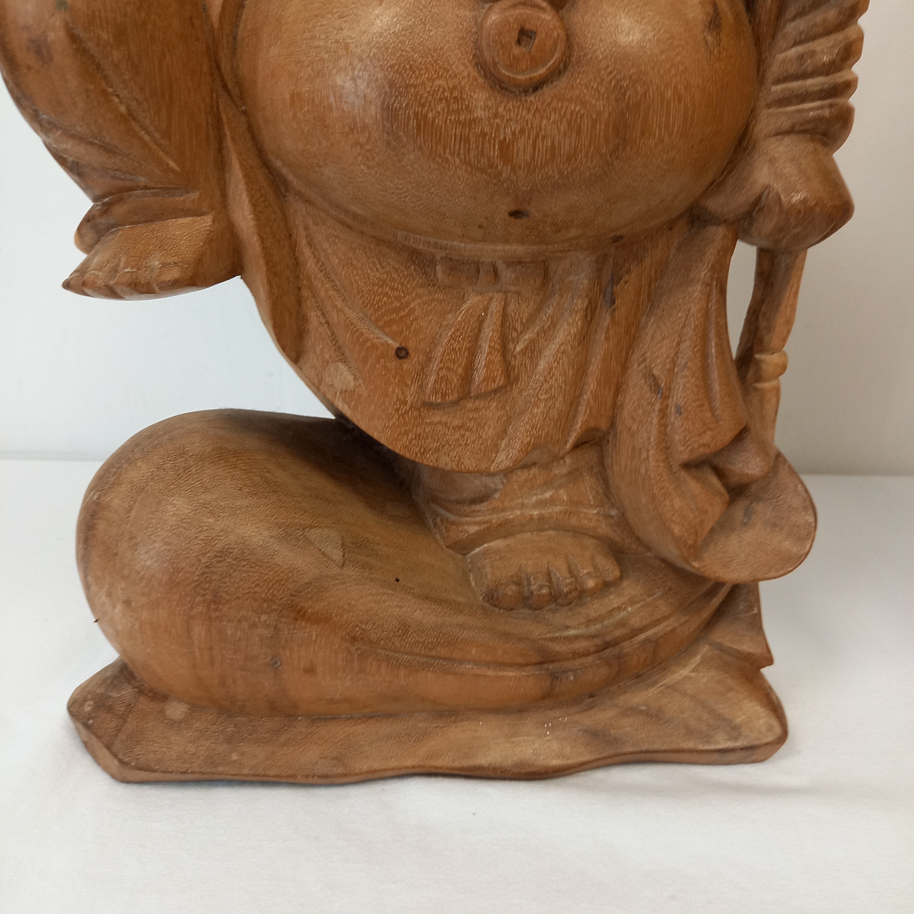 Sculpture bouddha rieur bois Art Asiatique Hauteur 40 cm  - Photo 5