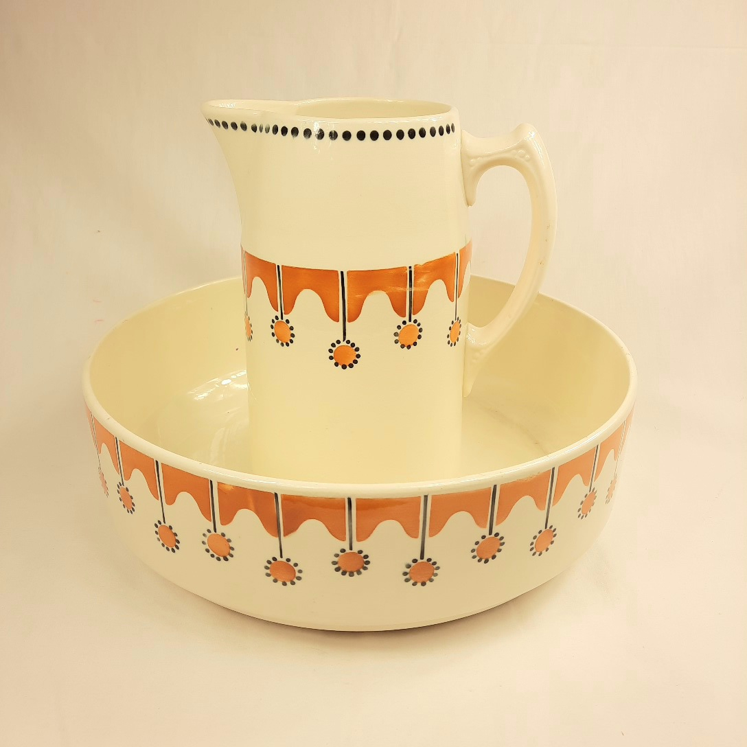 cuvette de toilette et son broc pièces anciennes en faience de Luneville BADONVILLER - Bon état sur Label Emmaüs