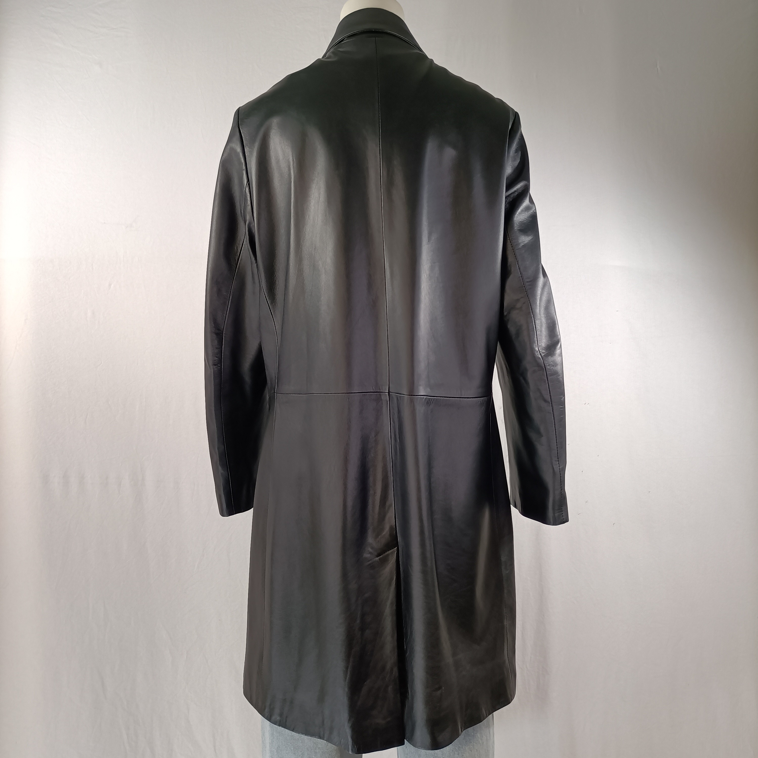 Manteau noir droit en cuir d'agneau - Printemps C.LIBRE - Taille 2 estimée - Photo 4