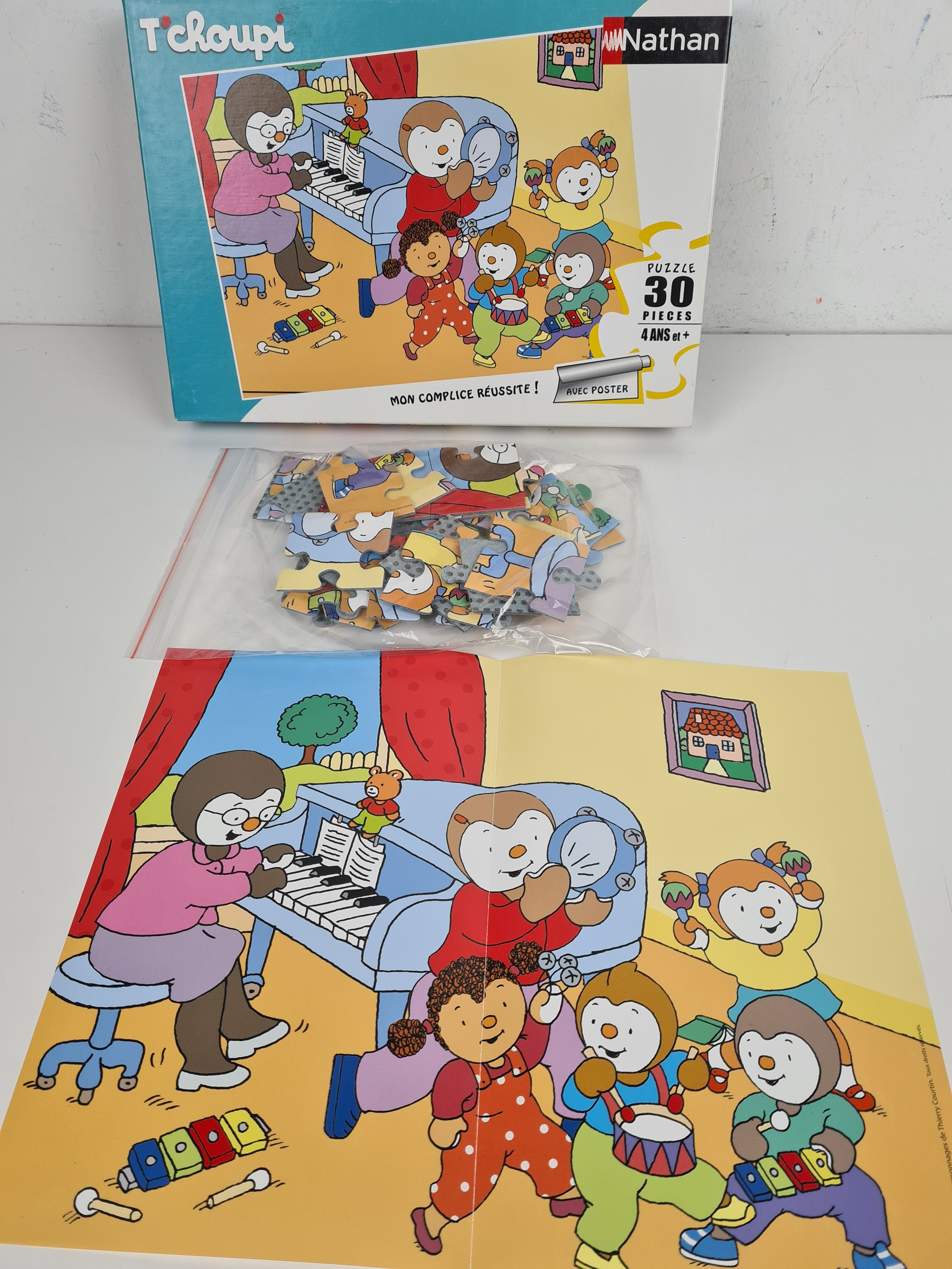 Puzzle 30 pièce - T'choupi fait de la musique avec poster - Nathan - +4 ans - Photo 2