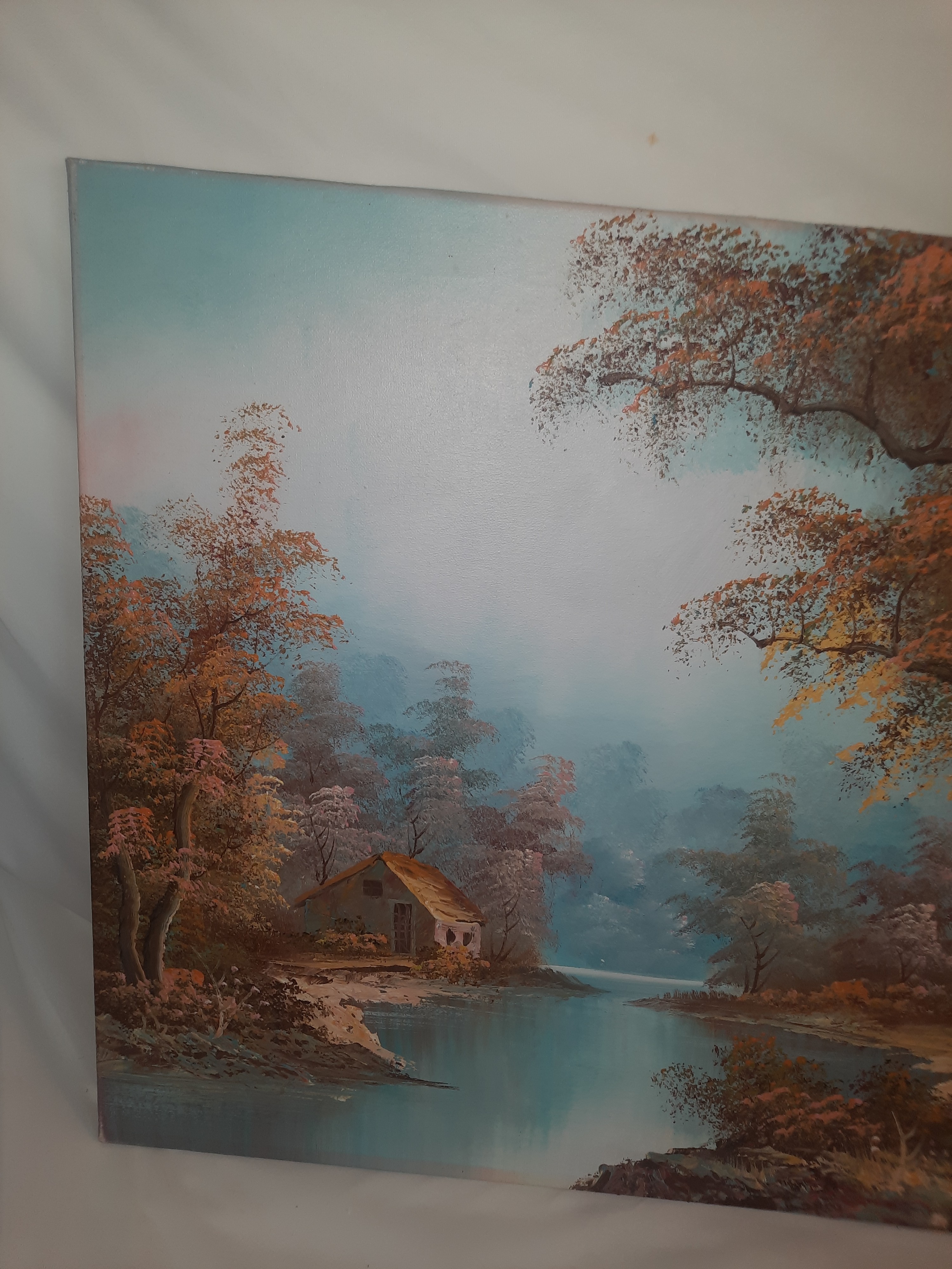 Paysage automne rivière, tableau certifié Bon état - Vue 3 - 