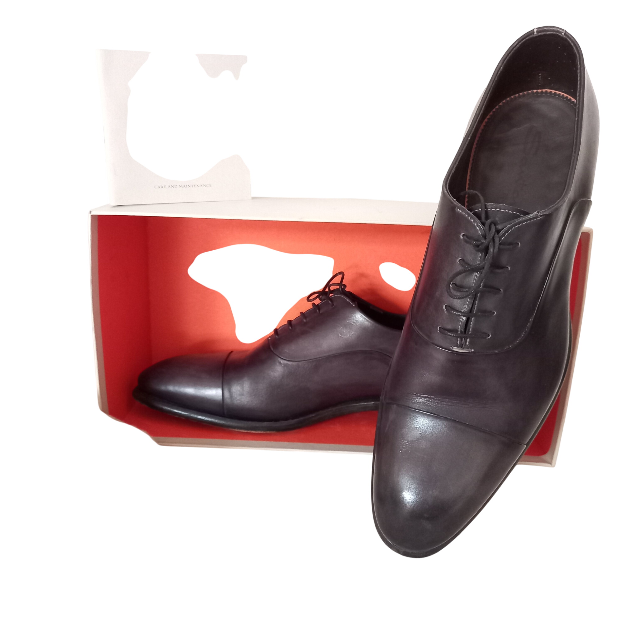Derby homme Santoni brun foncé avec léger reflet de patine d' anthracite pointure 43.5 Très bon état -  reconditionné disponible sur Label Emmaüs