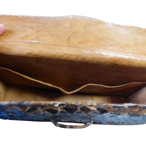 Pochette Vintage En Peau De Serpent Noir - Sac à Main Rétro - Fermeture éclair