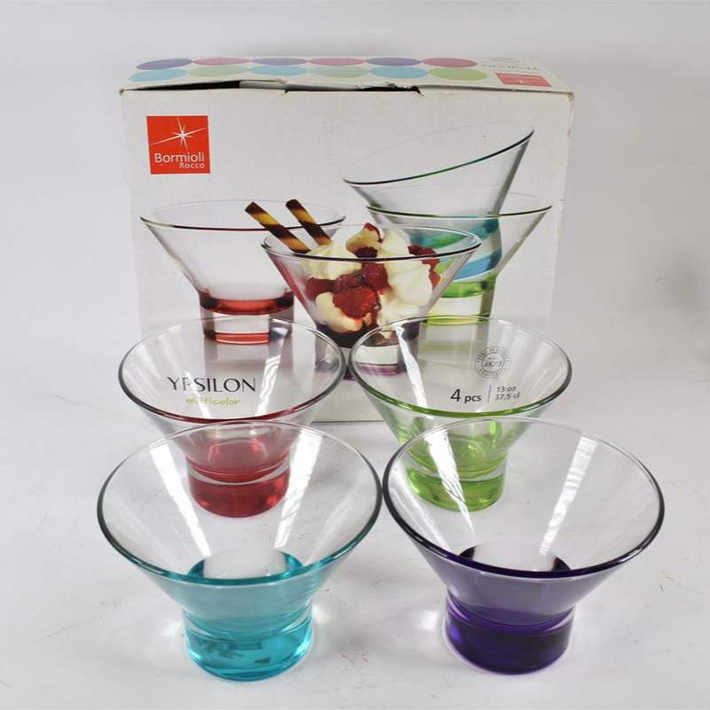 Service 4 Coupes à Dessert à Pied Et 4 Cuillères - Céramique Japon - Neuf