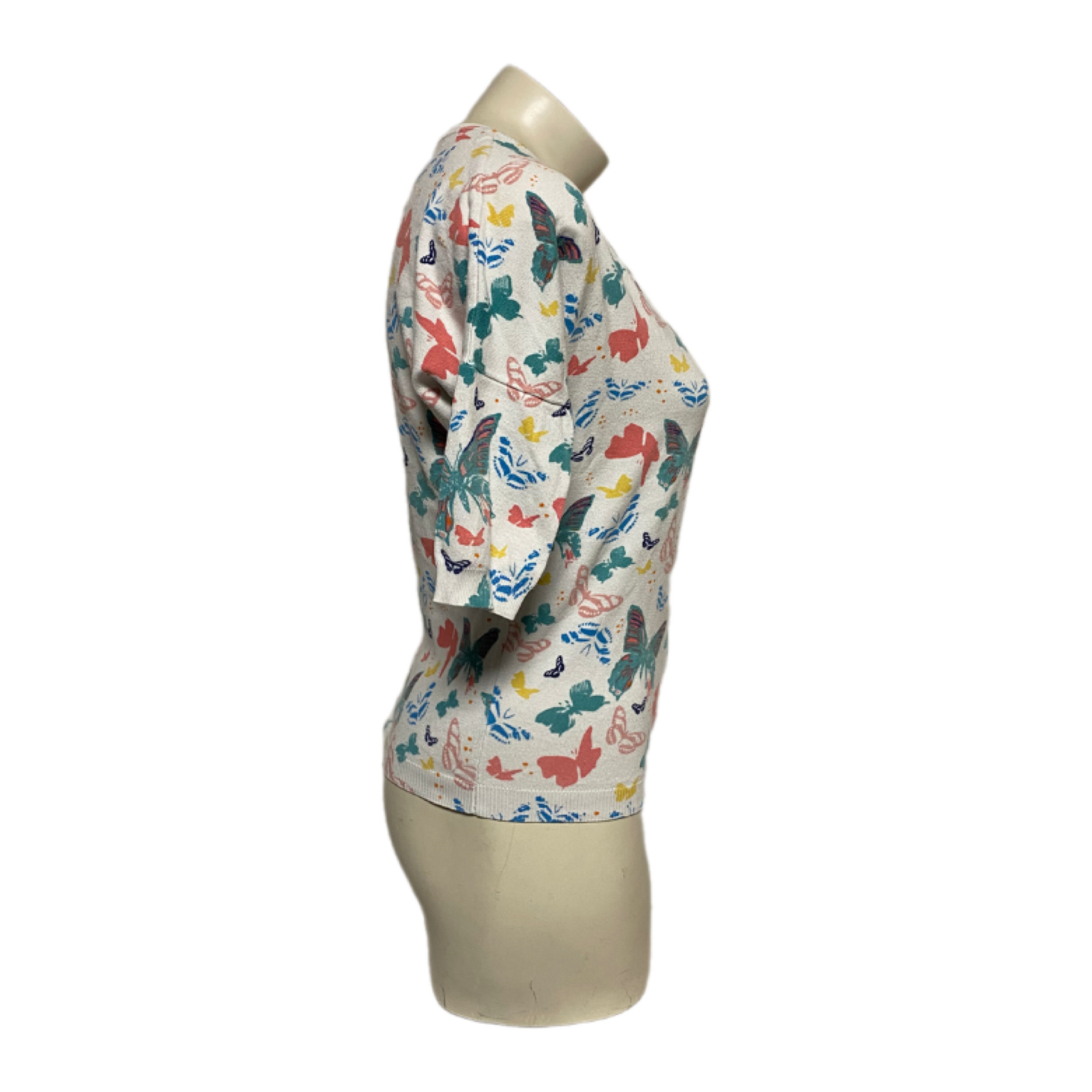 Pull femme imprimé papillons manches courtes - RIU Paris - T0 Bon état - Vue 3 - 