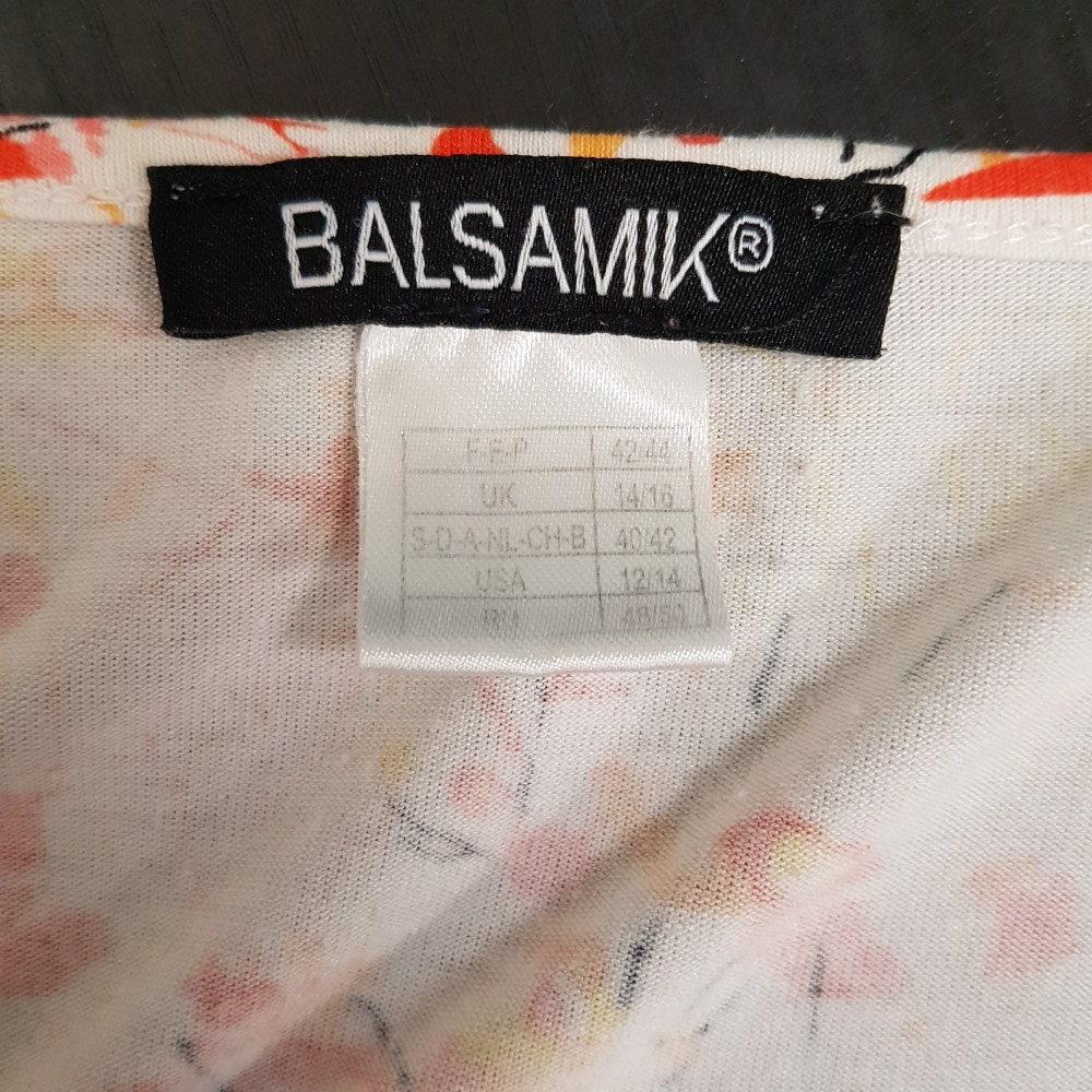 Tunique blanche à fleurs oranges et jaunes - BALSAMIK - Taille 42/44 - Photo 8