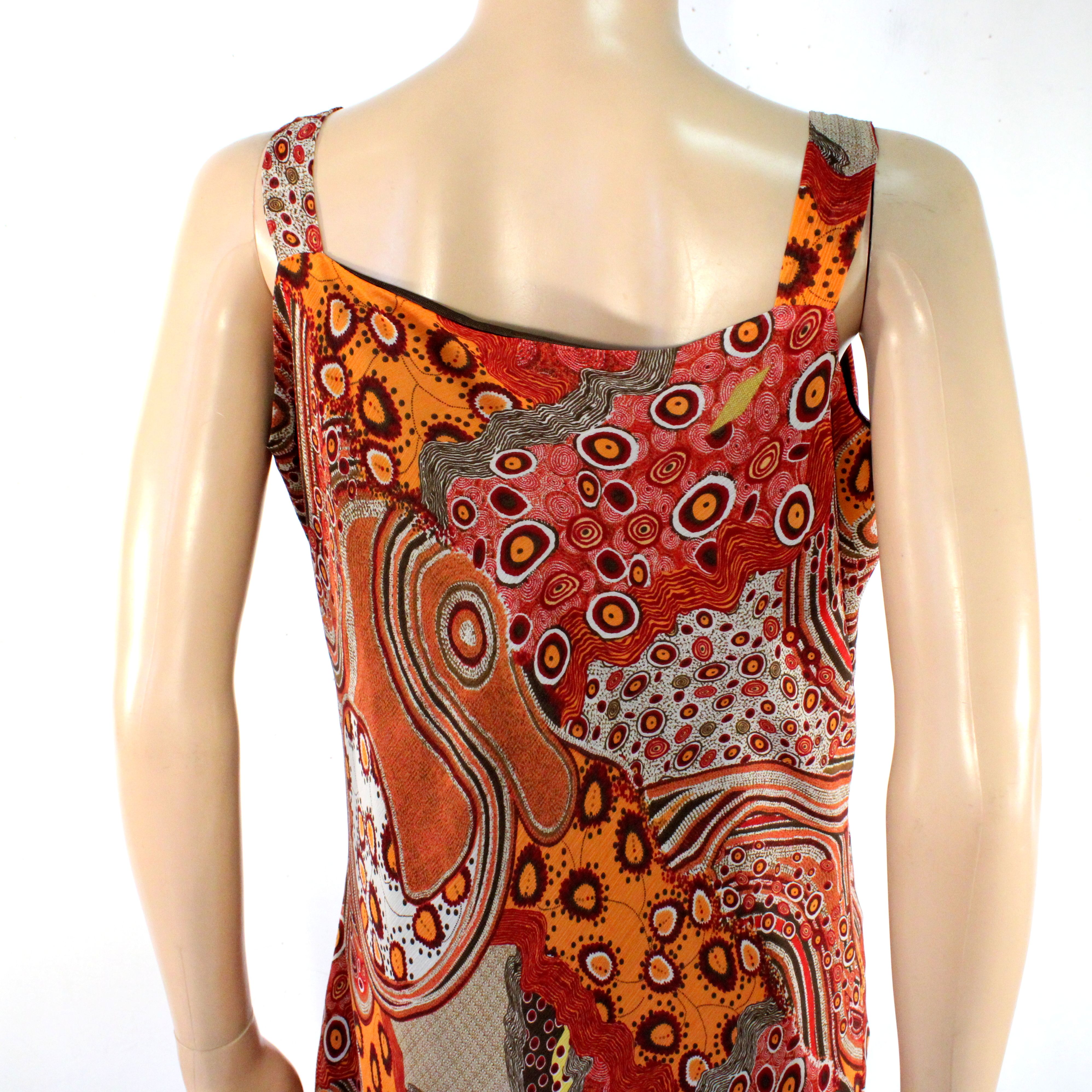 Robe Orange & Ecru A Motifs Taille Estimée 42/44 - Photo 4