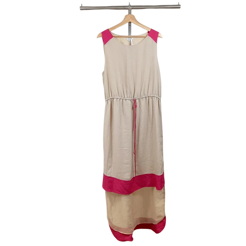 Robe longue beige et fuchsia taille L  fluide et estivale - Manoukian - Modalova