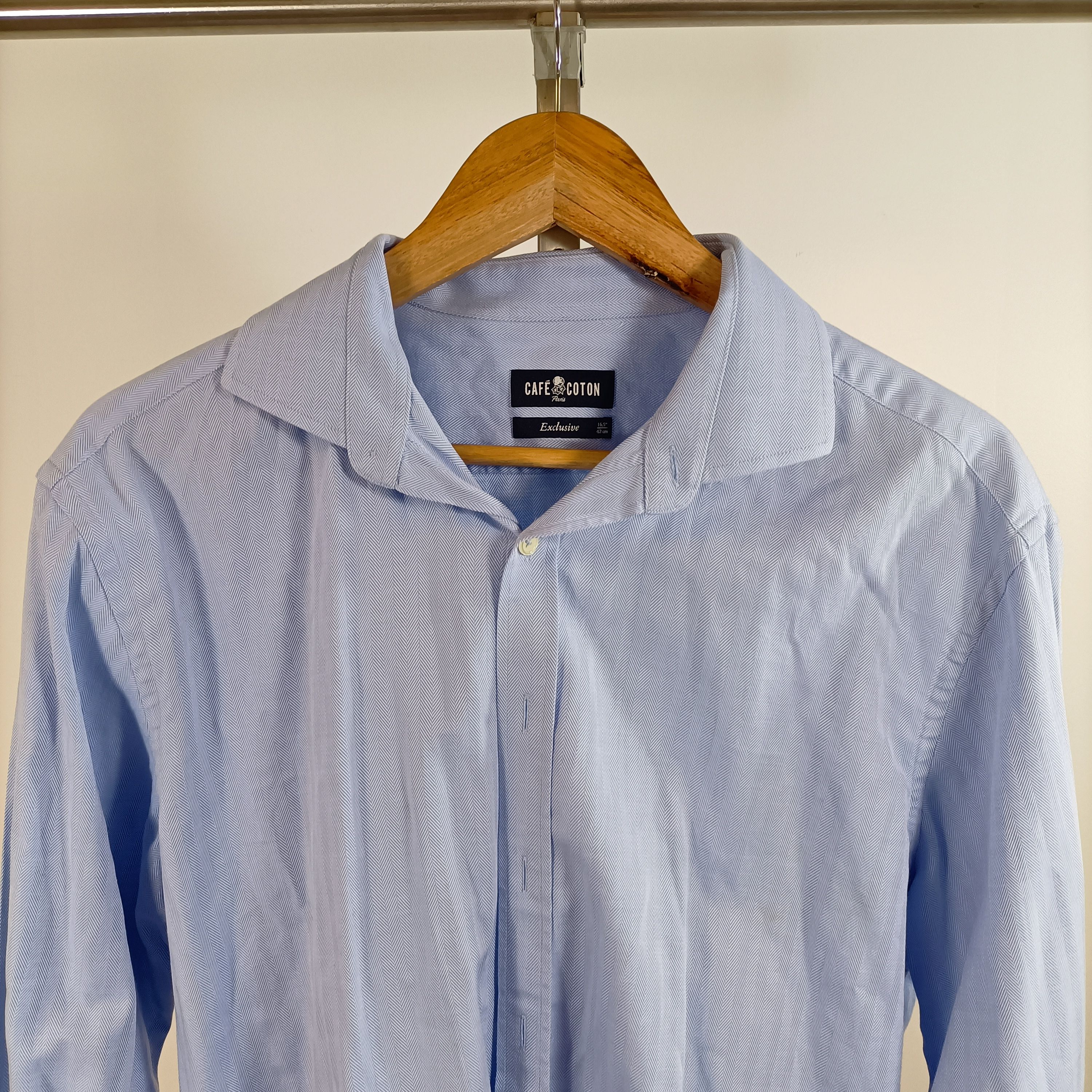 Chemise bleu ciel Café Coton Paris 100% coton col classique taille 40/41 - Photo 3