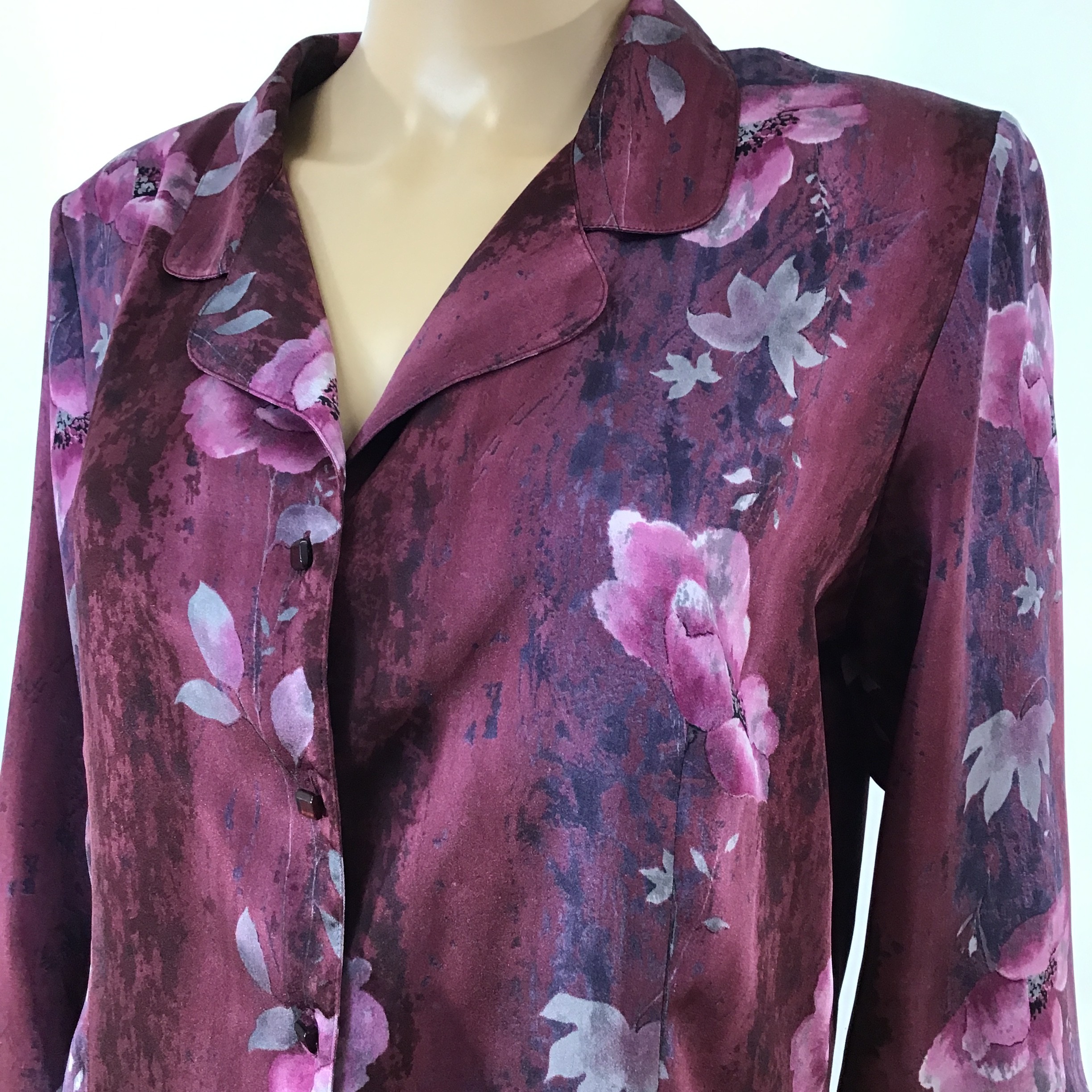 Chemise violette à motif floraux Un jour ailleurs - Taille 44 - Photo 1