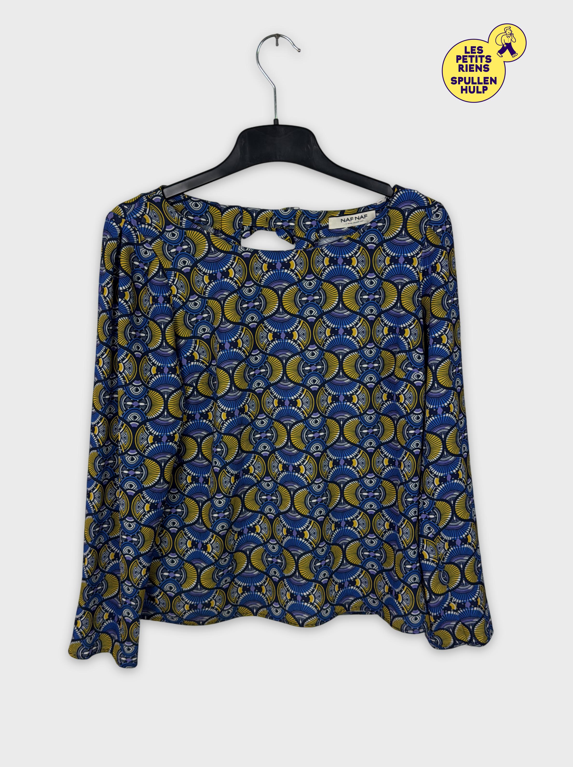 Chemisier à motifs bleus et jaunes Naf naf S 💛 Très bon état -  reconditionné disponible sur Label Emmaüs