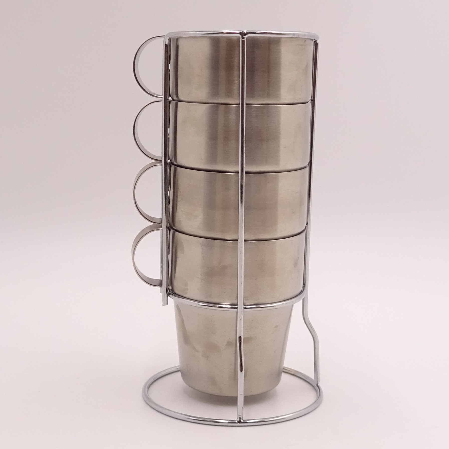 Lot de 4 tasses à café isotherme en acier inoxydable avec support - Photo 1