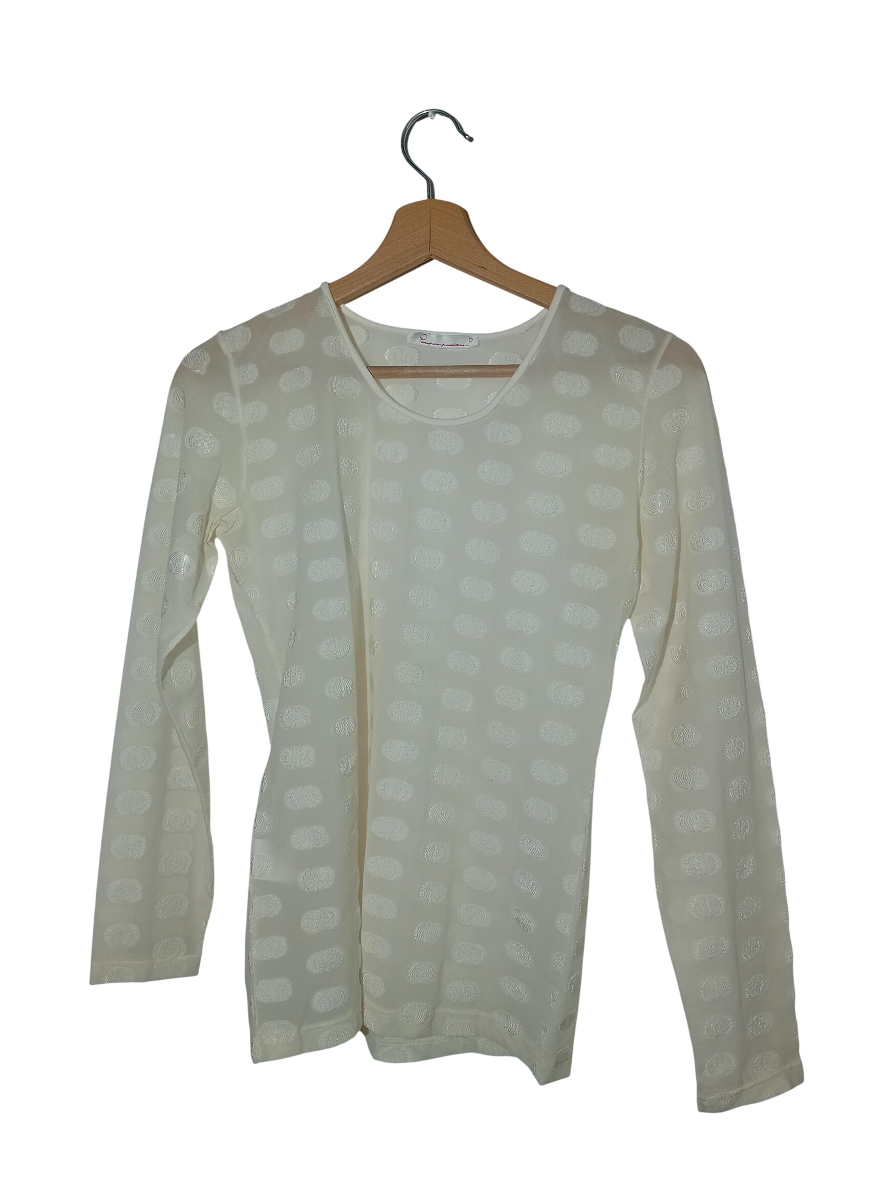Haut Texturé Blanc Cassé Manches Longues Femme Poupoupidou M (V3590)  -  reconditionné disponible sur Label Emmaüs