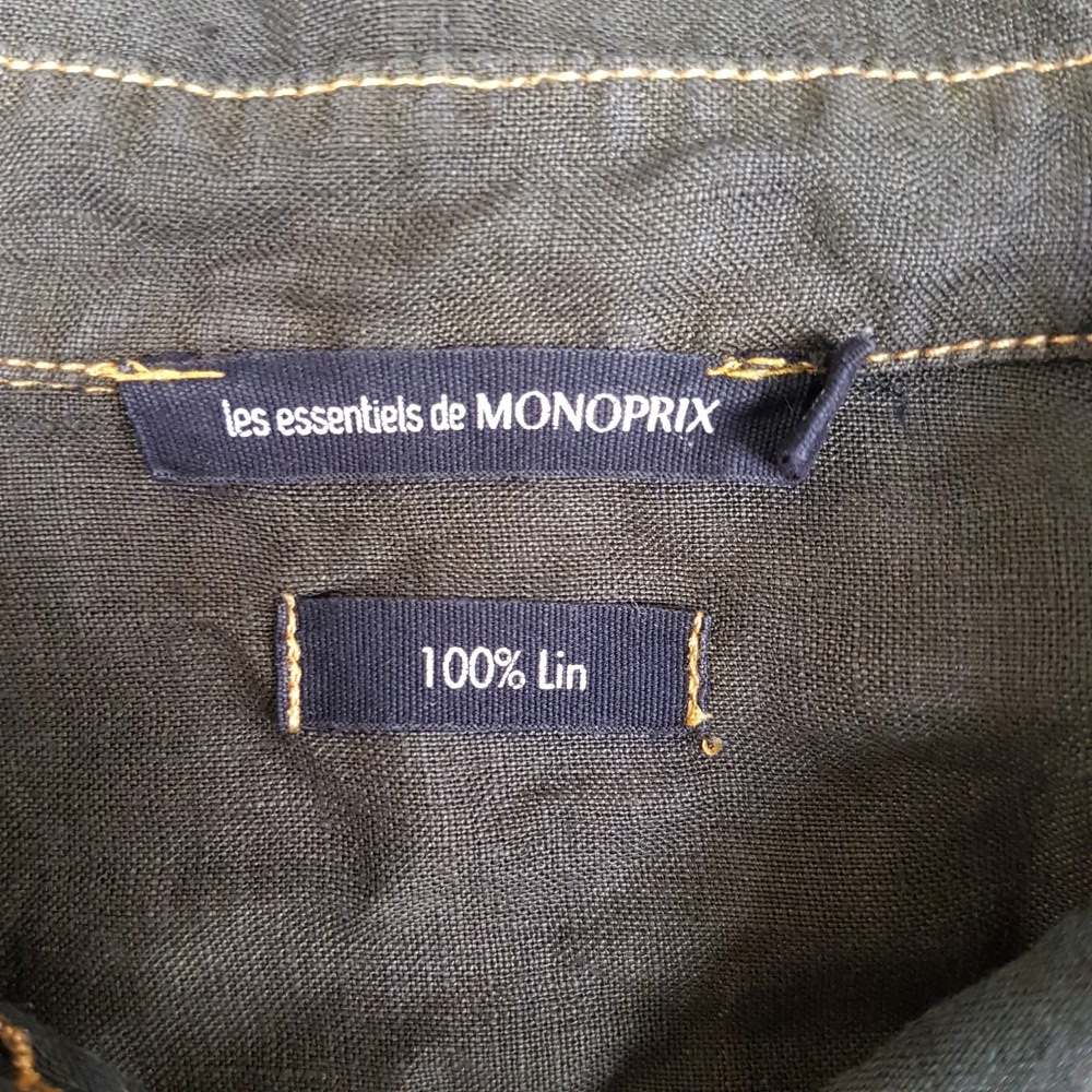 Chemisier en lin kaki foncé - MONOPRIX - Taille 40 - Photo 8