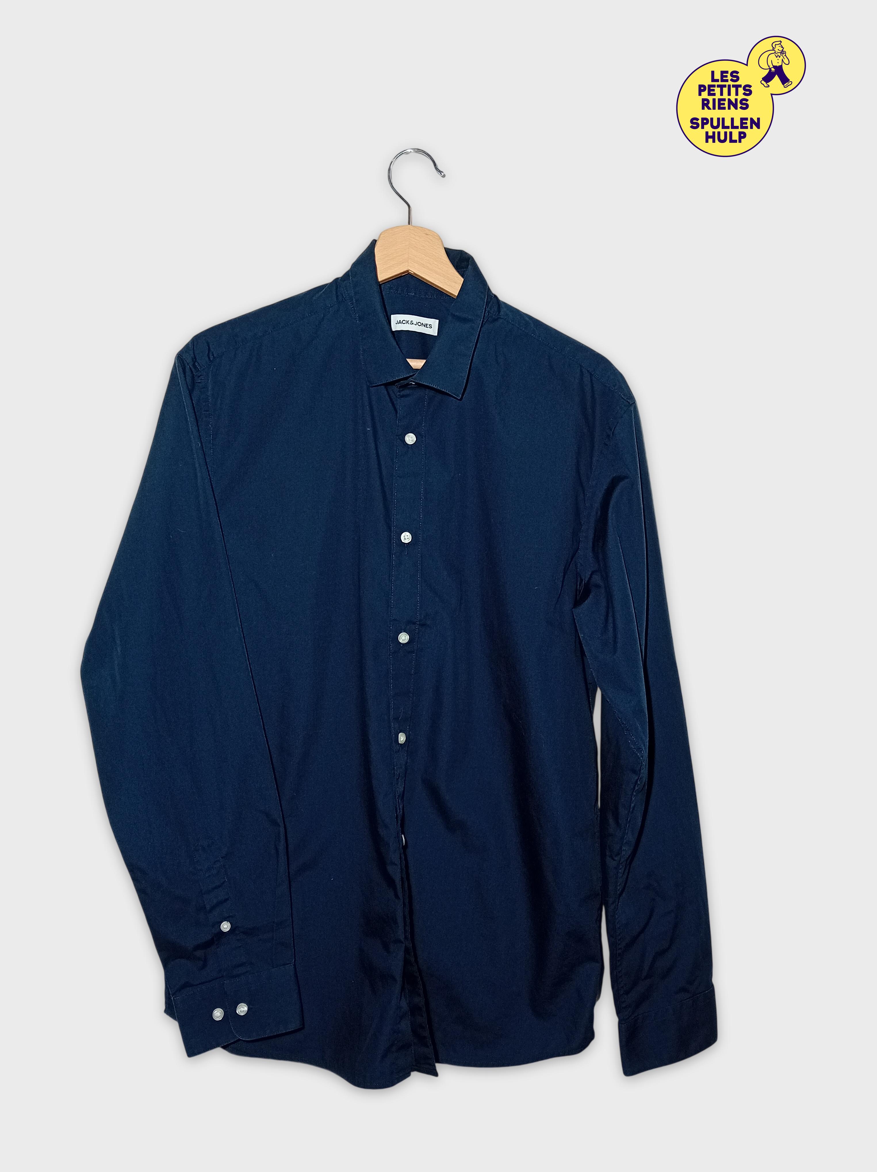 Voir photo 2 de Chemise Homme Jack & Jones Bleue Marine Boutonnée L (T4677) Chemise Homme Jack & Jones Bleue Marine Boutonnée L (T4677) Très bon état - Vue 2 -