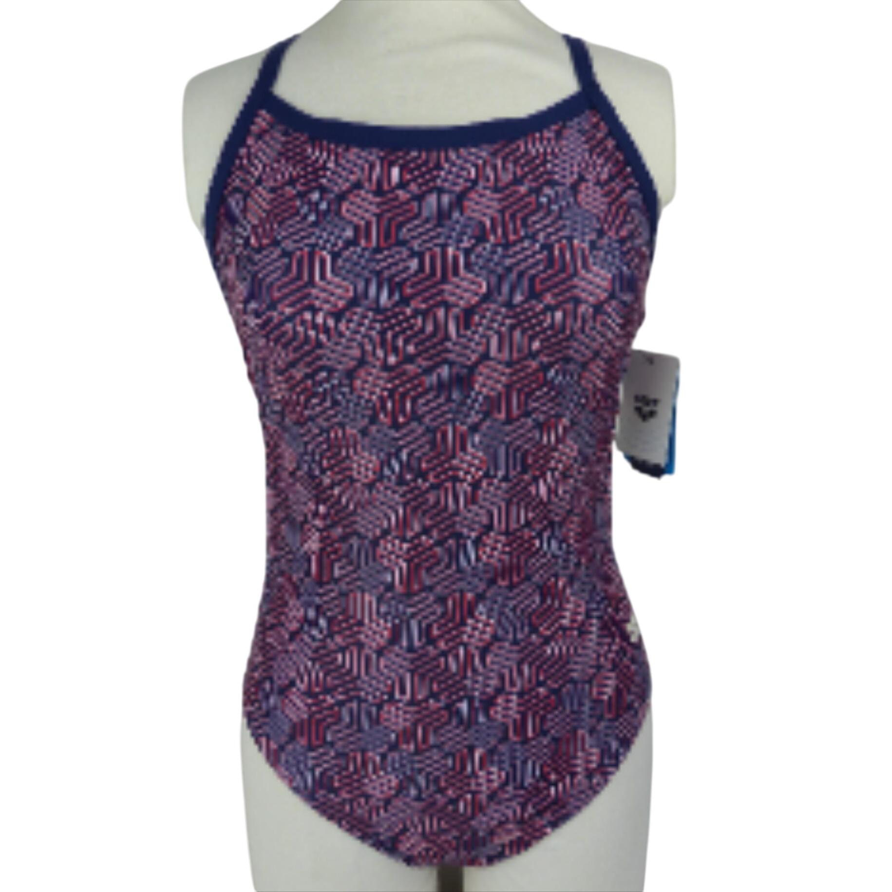 Maillot de bain une pice  Taille 42  Motif gomtrique rose/bleu  Dos nageur - arena - Modalova