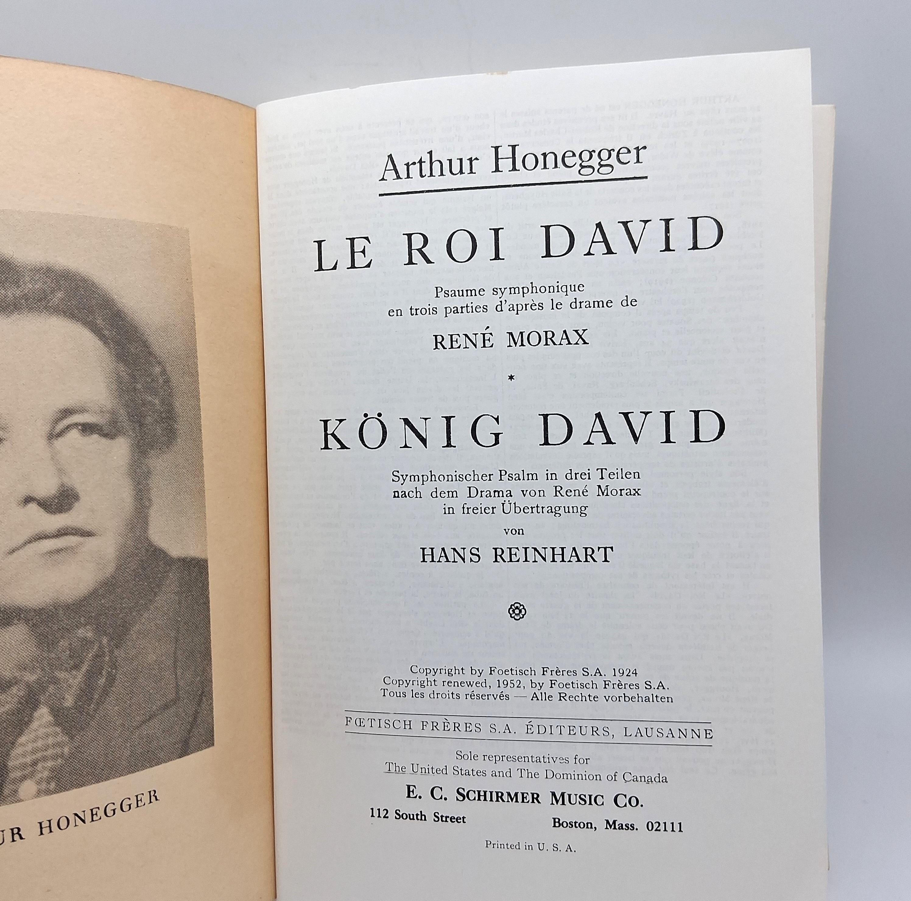 Voir photo 3 de Le roi David - König David. Partition Arthur Honegger. Editions Foetisch. 1924 Le roi David - König David. Partition Arthur Honegger. Editions Foetisch. 1924 Bon état - Vue 3 -