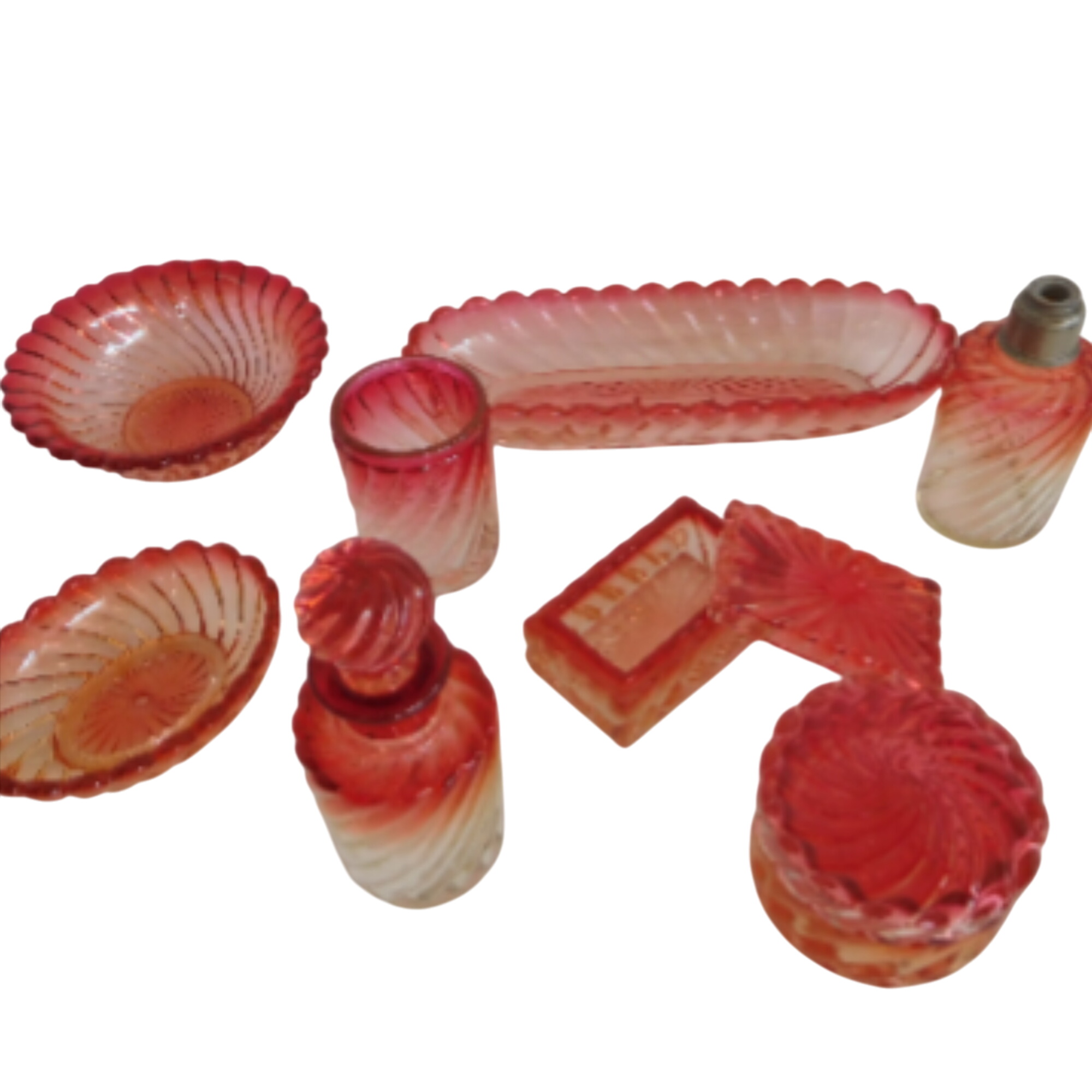 Garniture De Toilette BACCARAT Cristal Rose Ambré - 8 Pièces Rares°° - Photo 0