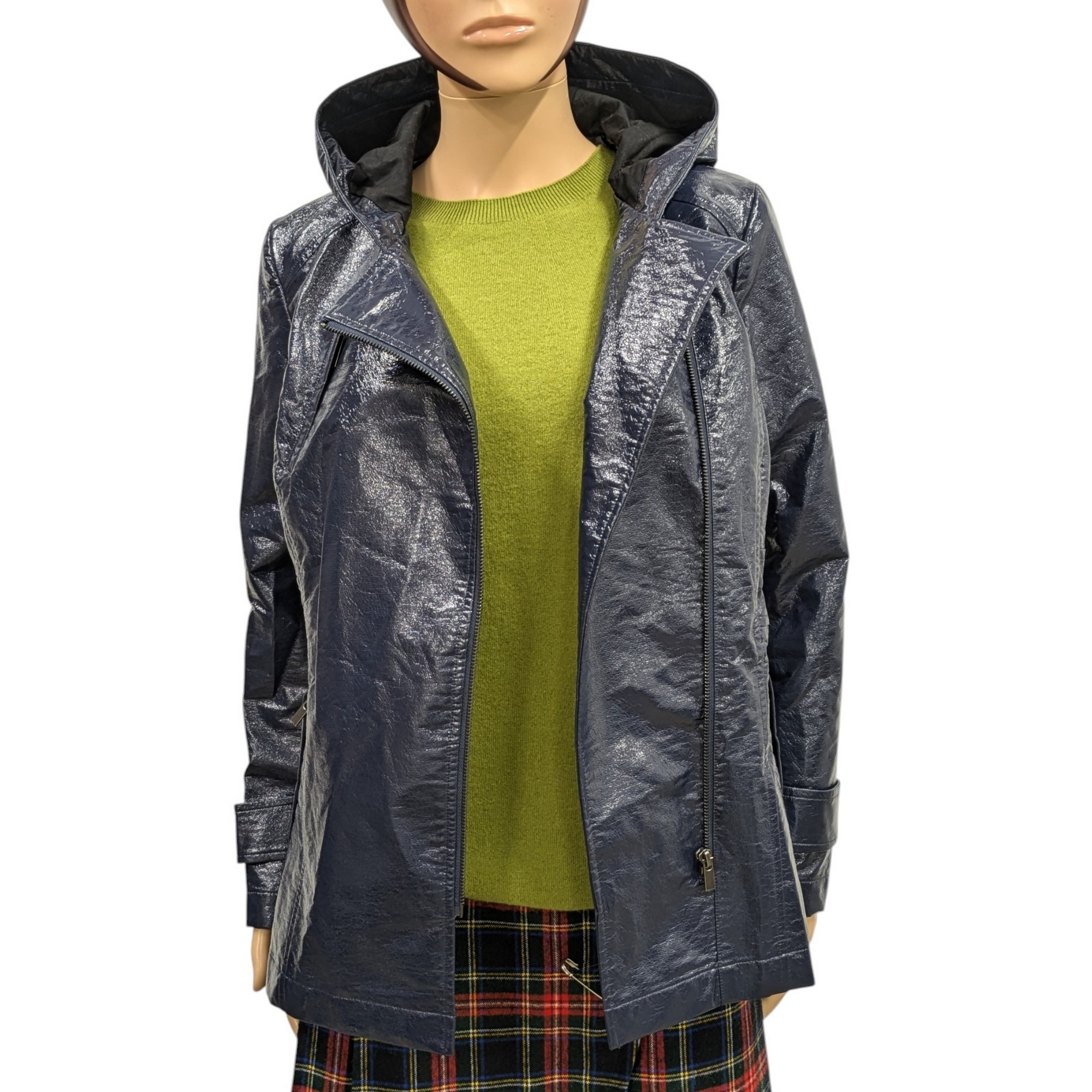 Comptoir des Cotonniers mod. Vasilic T 38 Veste Imperméable en cuir synthétique bleu marine - Photo 6
