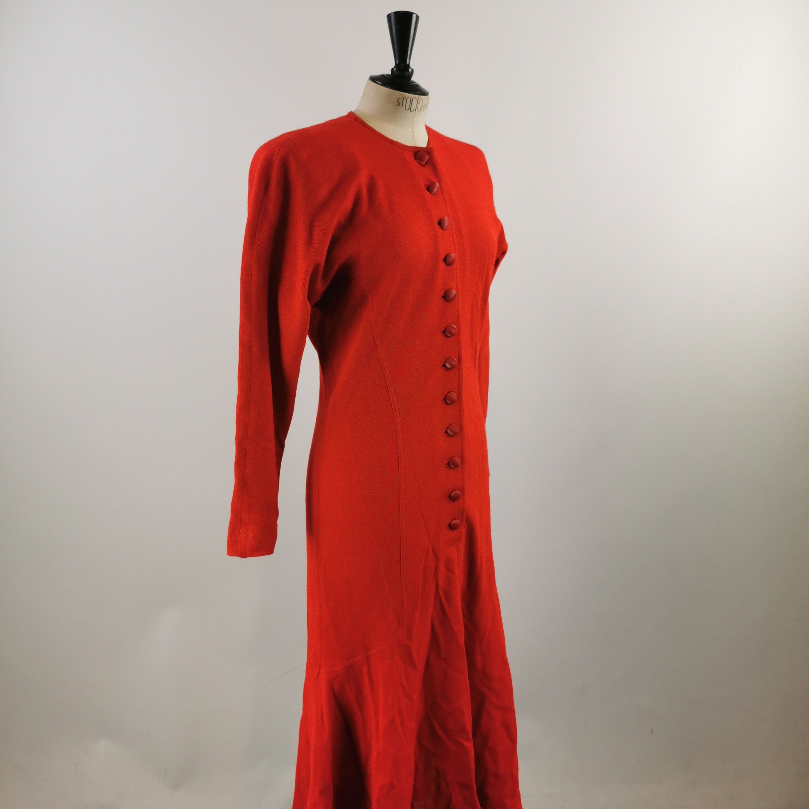 Robe longue boutonnée – Szenkovits Wien – Taille 38 (FR) – Rouge  - Vue 3 - 