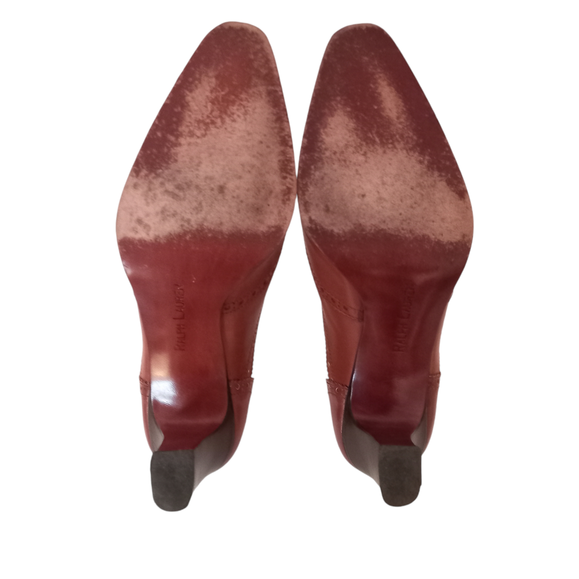 Bottines à talons marrons et écrus- Ralph Lauren- P: 38 - Photo 2