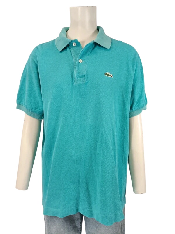 Polo Lacoste turquoise manches courtes coton piqué taille 4 Très bon état -  reconditionné disponible sur Label Emmaüs