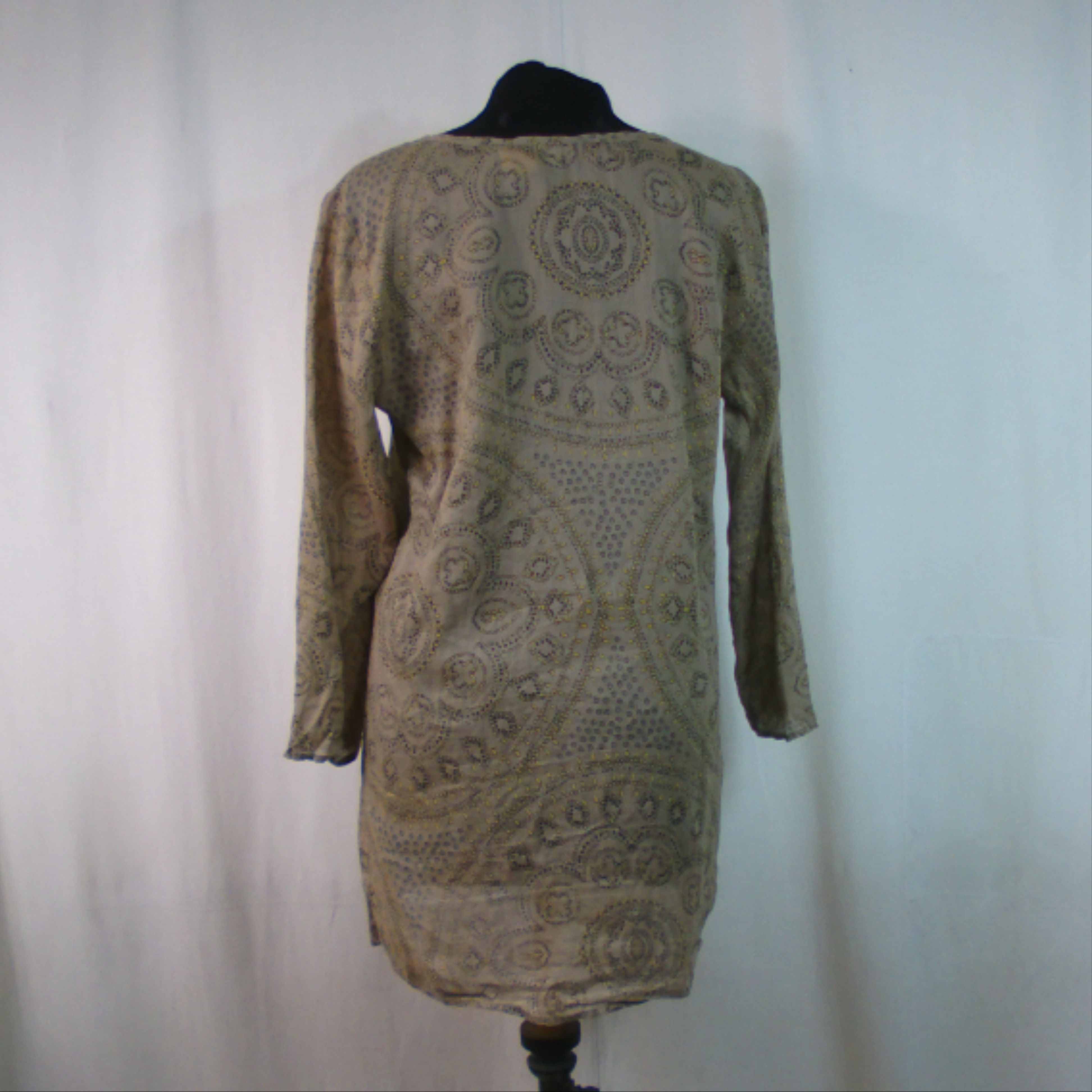 Tunique BENSIMON, marron avec motifs, 100% ramie, taille M  - Vue 4 - 