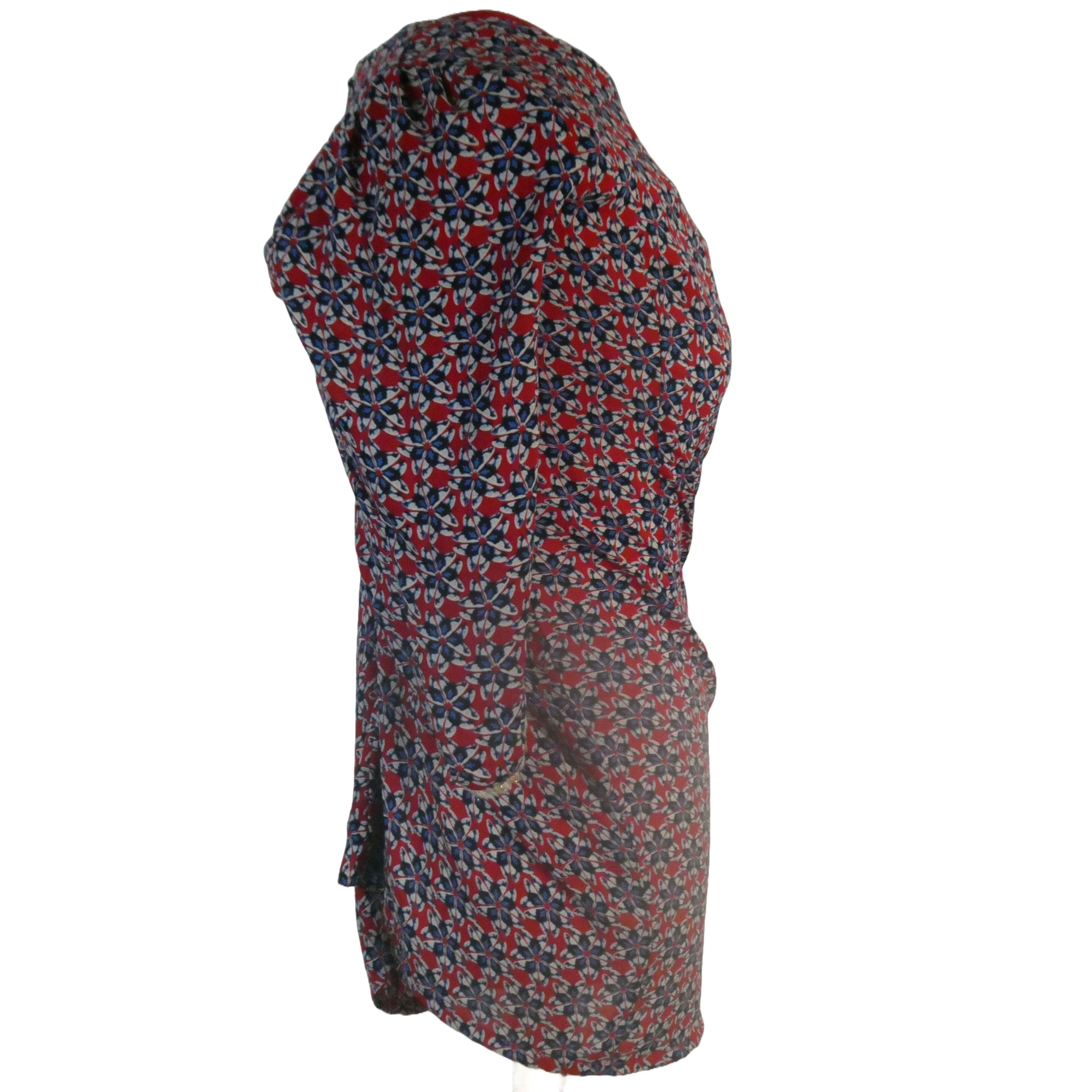 Suncoo Robe courte rouge motif floral bleu - Taille S - Photo 4