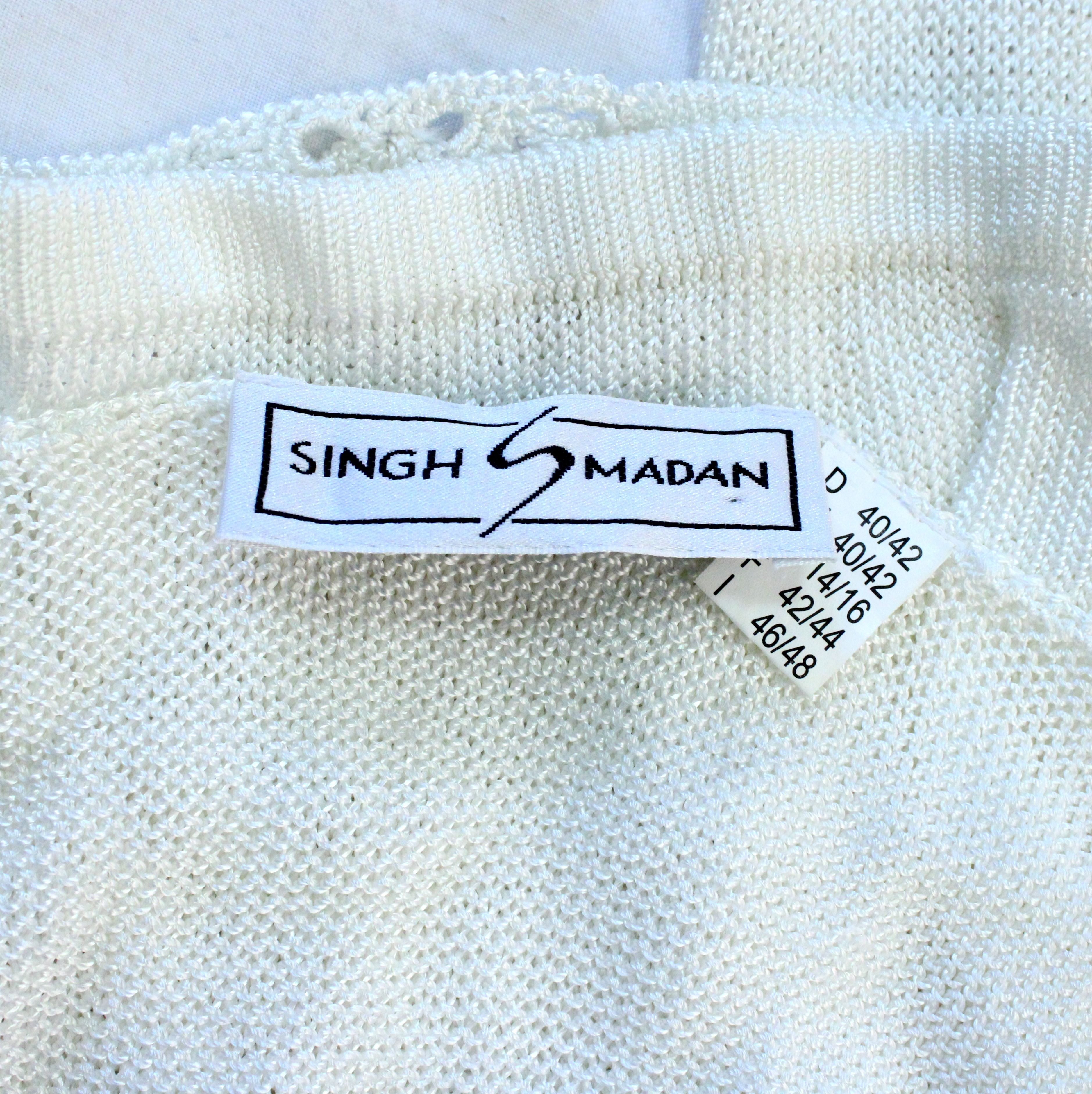 Pull Femme En Maille Crochet Blanc SINGH MADAN Taille 42 /44 - Photo 5