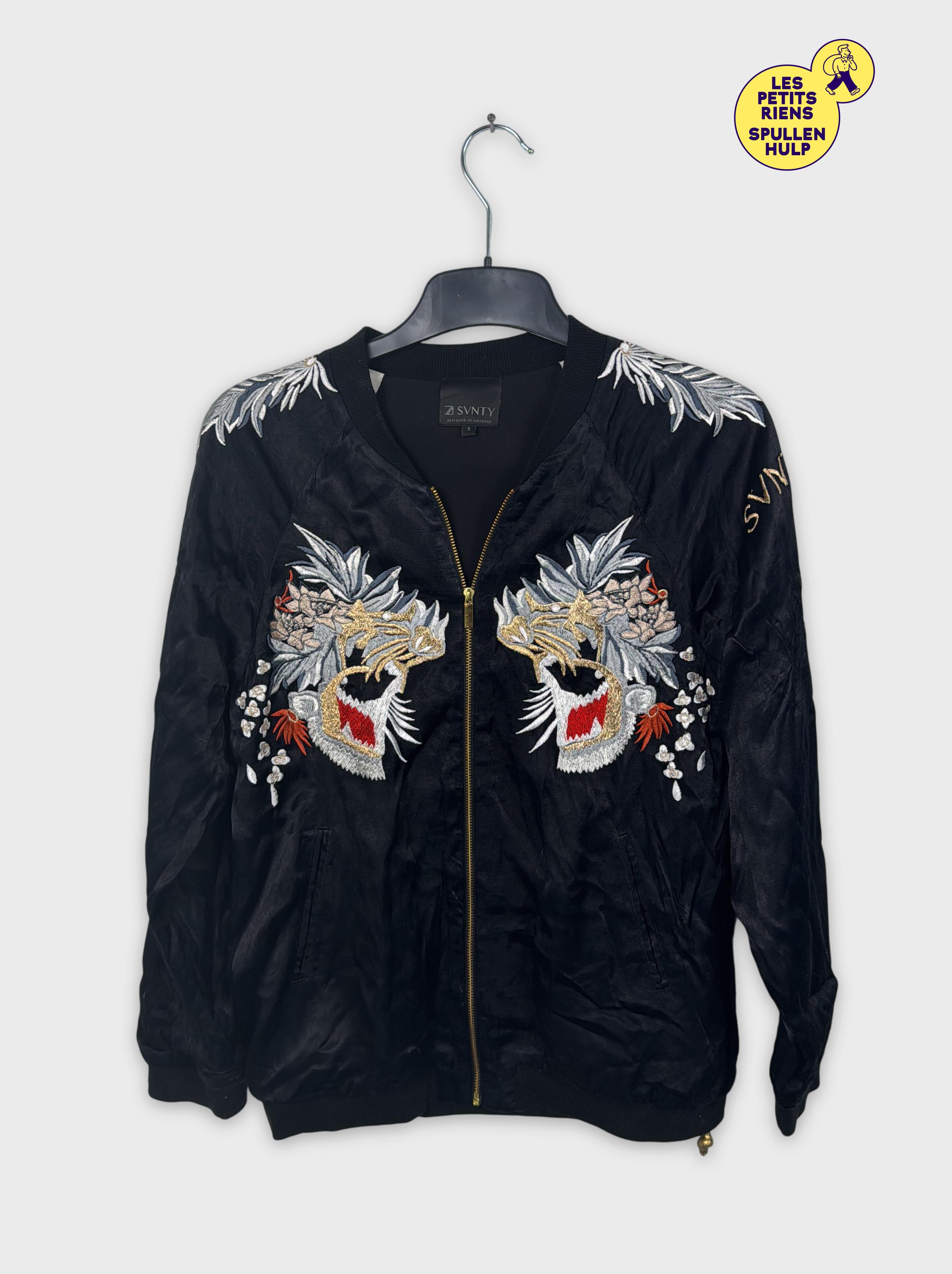 Blouson Bomber Svnty Noir Brodé 🌸 - Photo 0