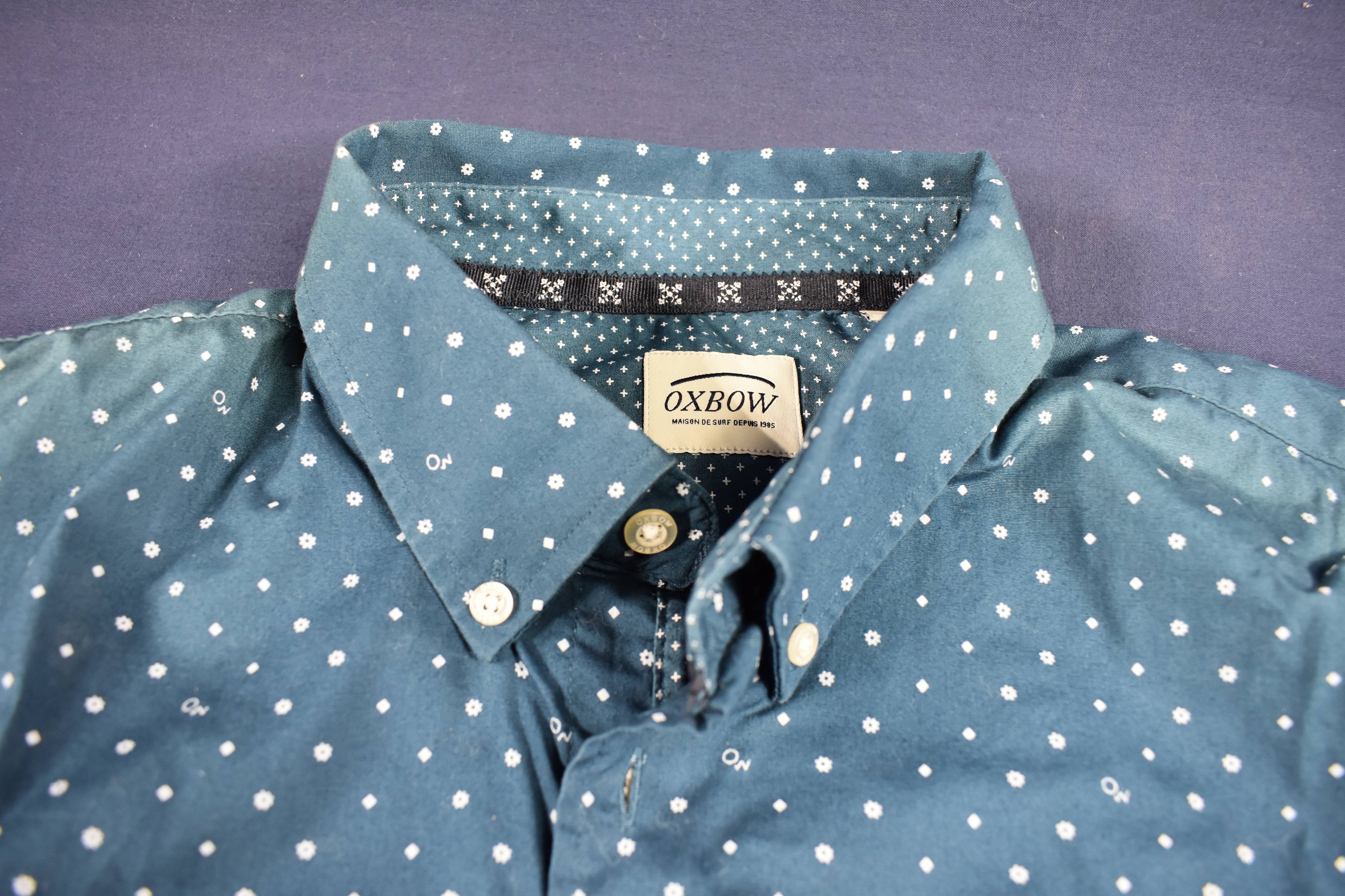 Chemise homme OXBOW, taille L, bleue à très fins motifs blancs.  - Vue 4 - 