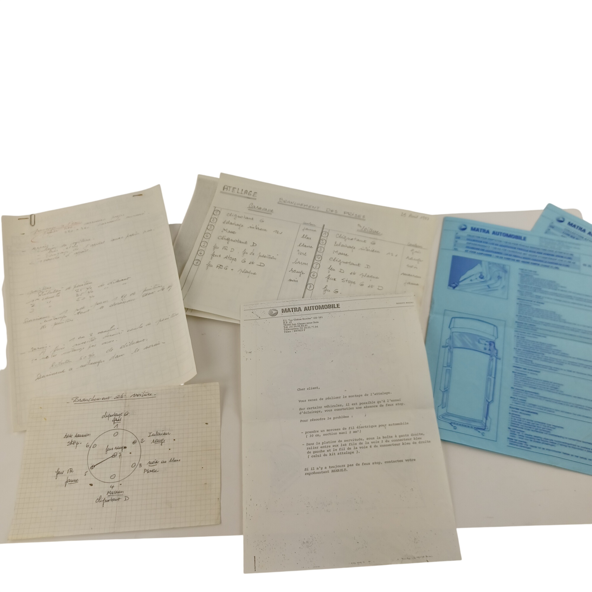 Lot de documents techniques Matra Automobile avec Attelage & branchements (1987–1988) Très bon état -  reconditionné disponible sur Label Emmaüs