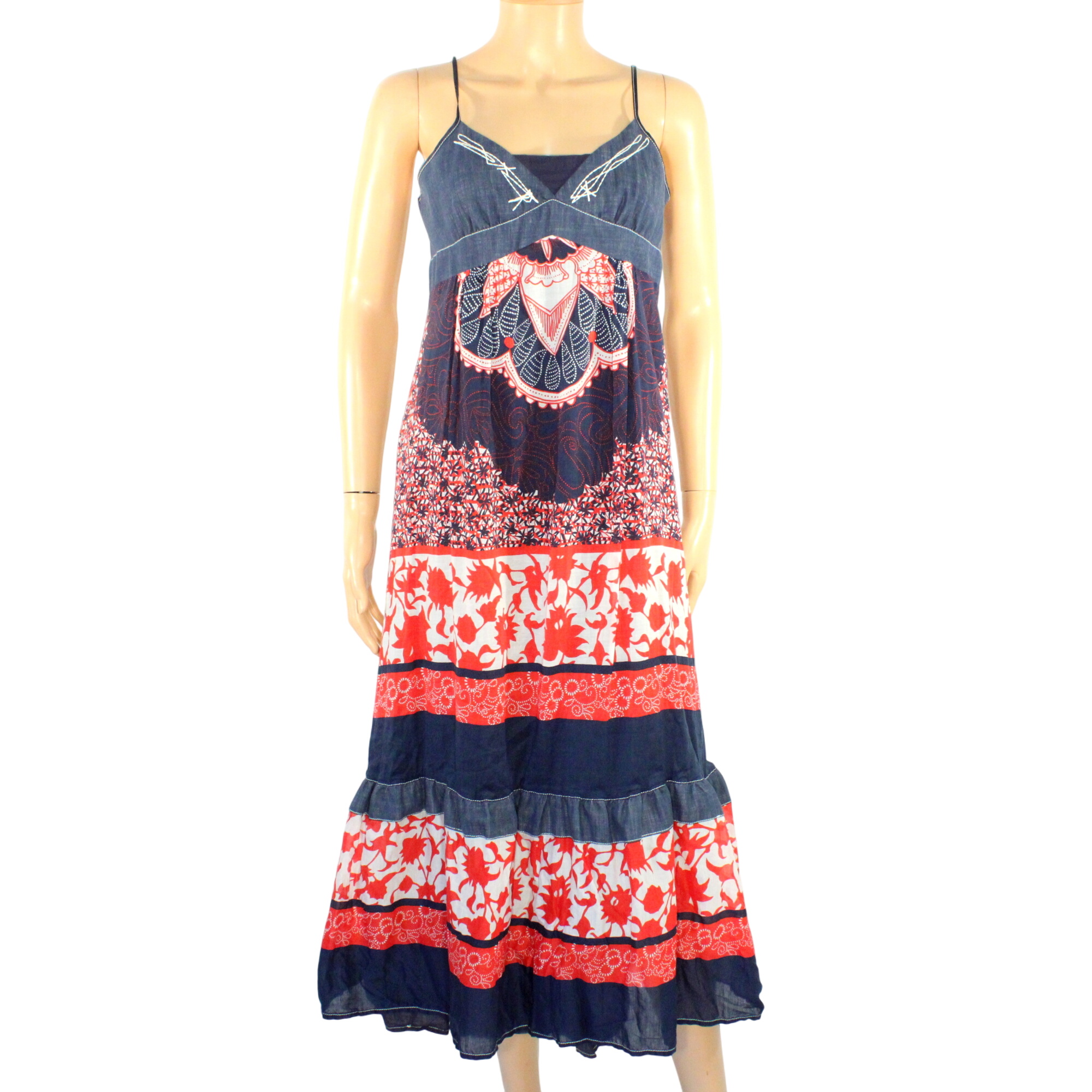 Robe En Coton Bleue Denim & Rouge BAIAO Taille 40 - Photo 0