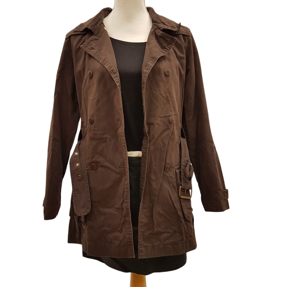 Manteau en coton style toile canvas couleur chocolat - DOROTENNIS - taille 0 Bon état -  reconditionné disponible sur Label Emmaüs