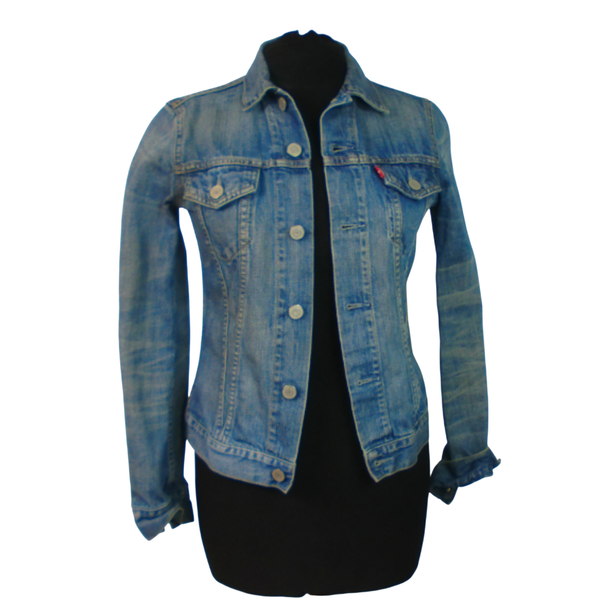 Veste Levi's, jean bleu clair, 100% coton, taille XS  -  reconditionné disponible sur Label Emmaüs