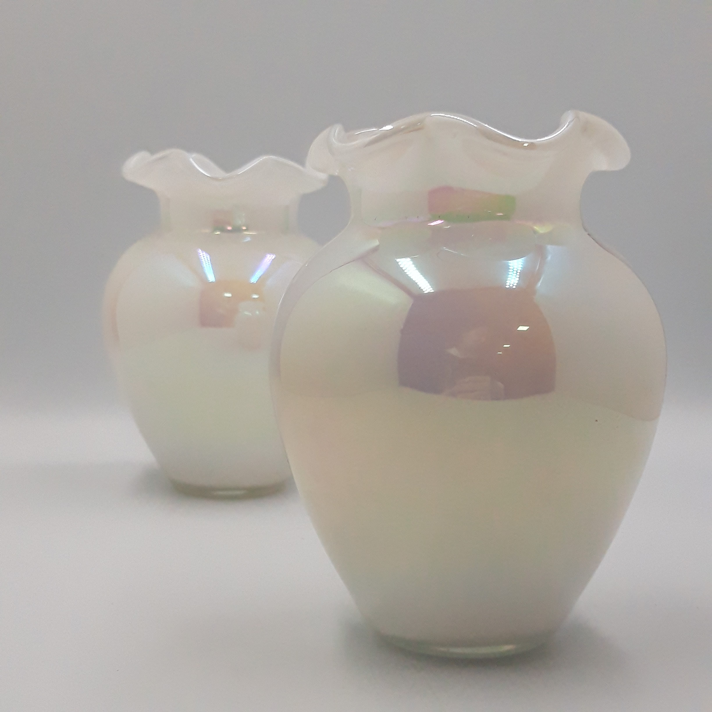 Paire de vases perlés en verre soufflé Très bon état - Vue 2 - 