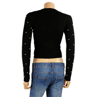 Pull noir avec perles - femme - Jennyfer - taille S - Très bon état - Photo 2