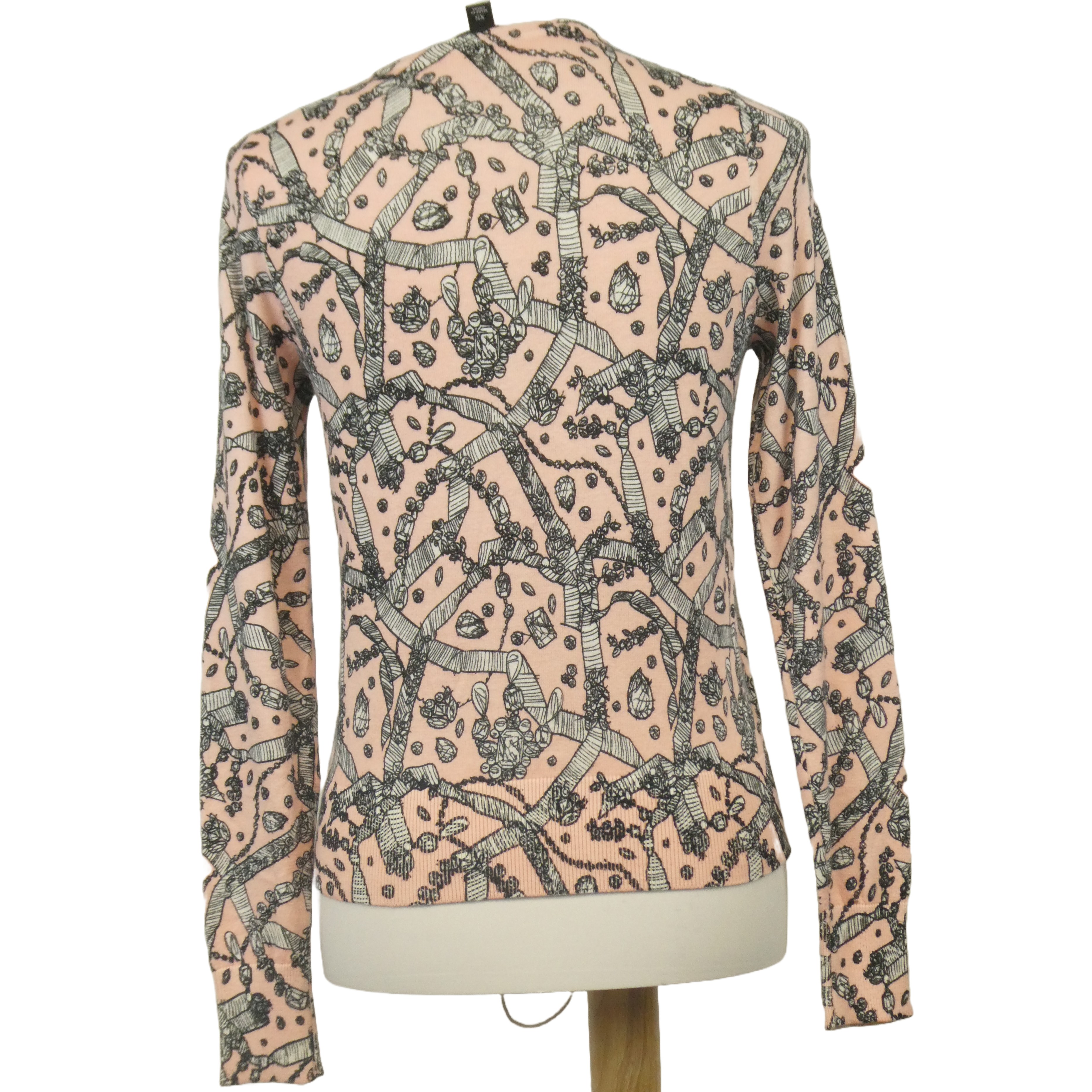 Ann Taylor Cardigan rose pastel à motif noir et blanc en coton et rayonne - Taille XS - Photo 2