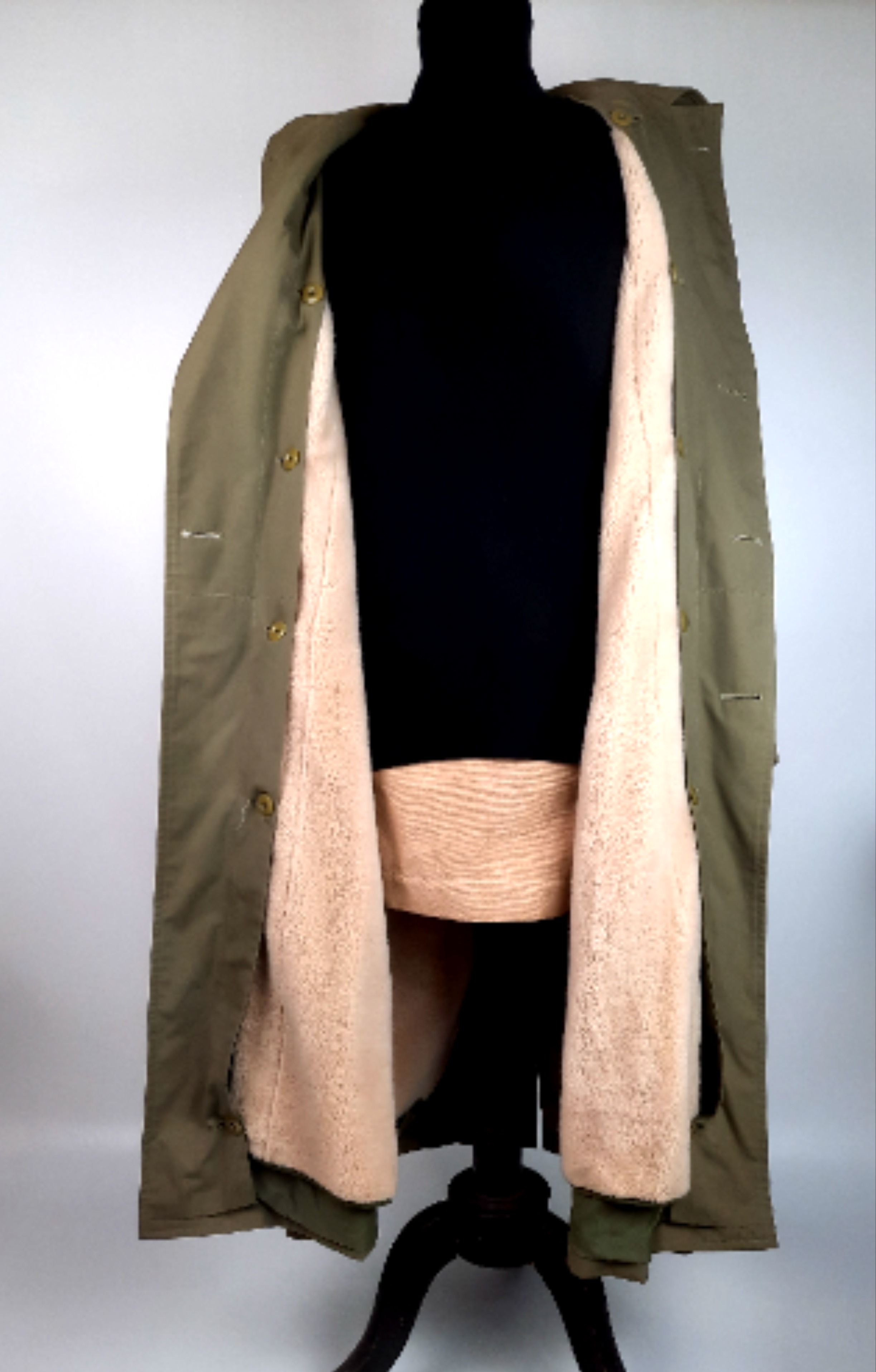 Vintage Manteau militaire Manufacture de blainville paris 1975 kaki avec doubleur chaude amovible en fourrure 88 M - Photo 1