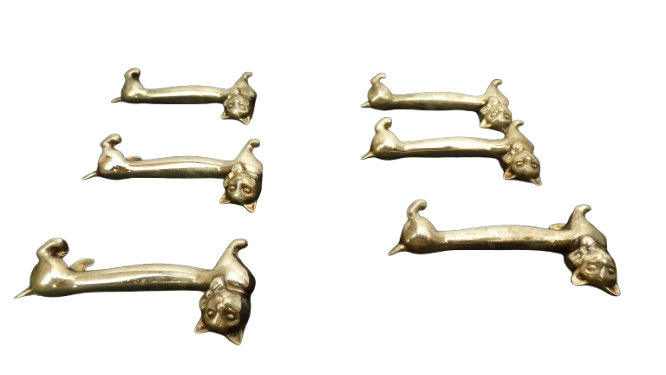Lot de 6 Porte couteaux Chatons en métal argenté  - Vue 12 - 