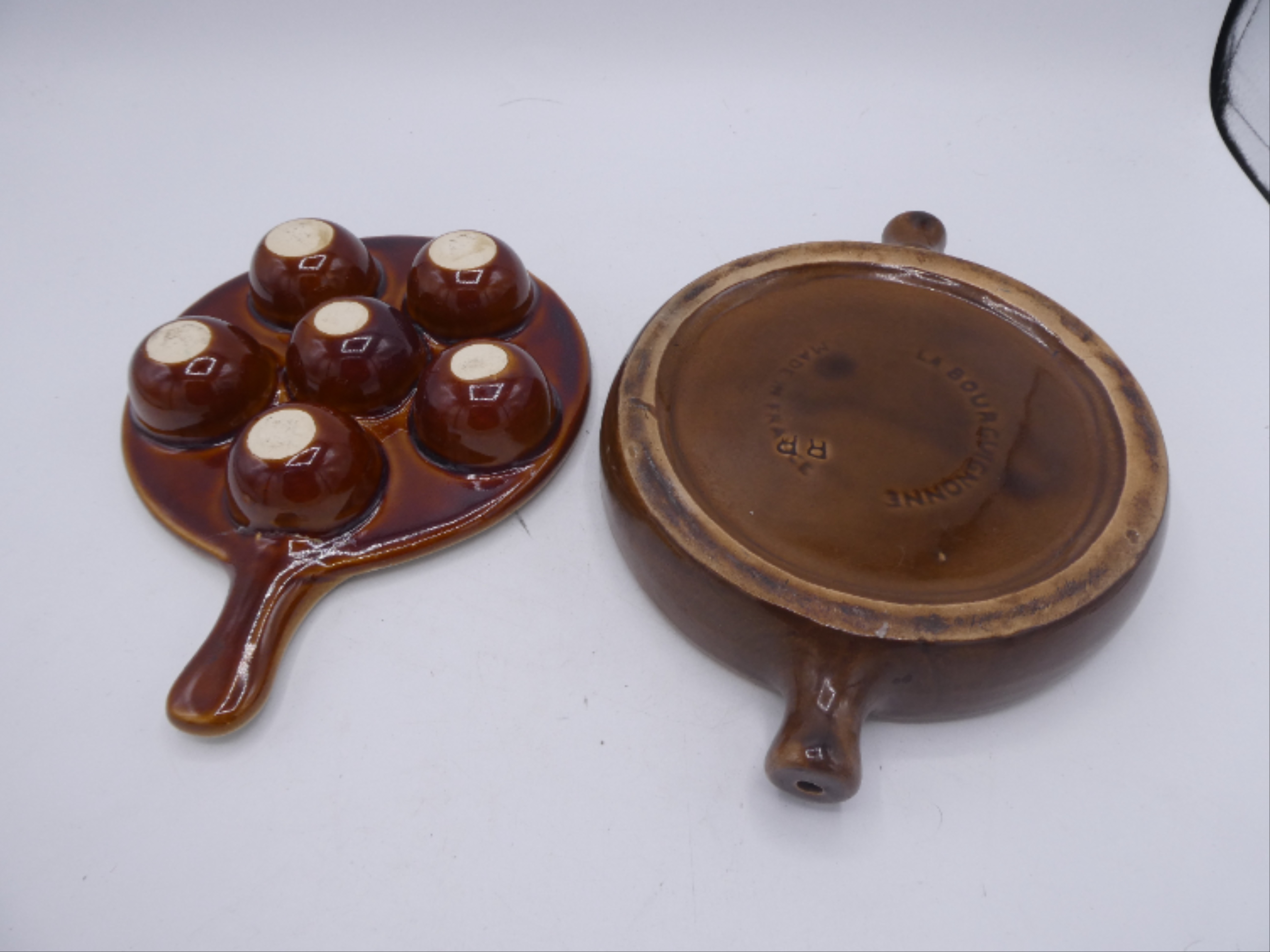 Lot de 2 plats à escargots en céramique émaillée – Style vintage - Photo 2