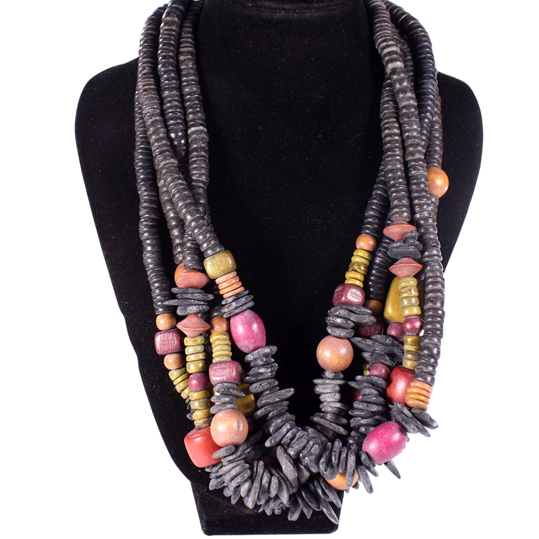 Collier multirang bois et os teints Bon état -  reconditionné disponible sur Label Emmaüs