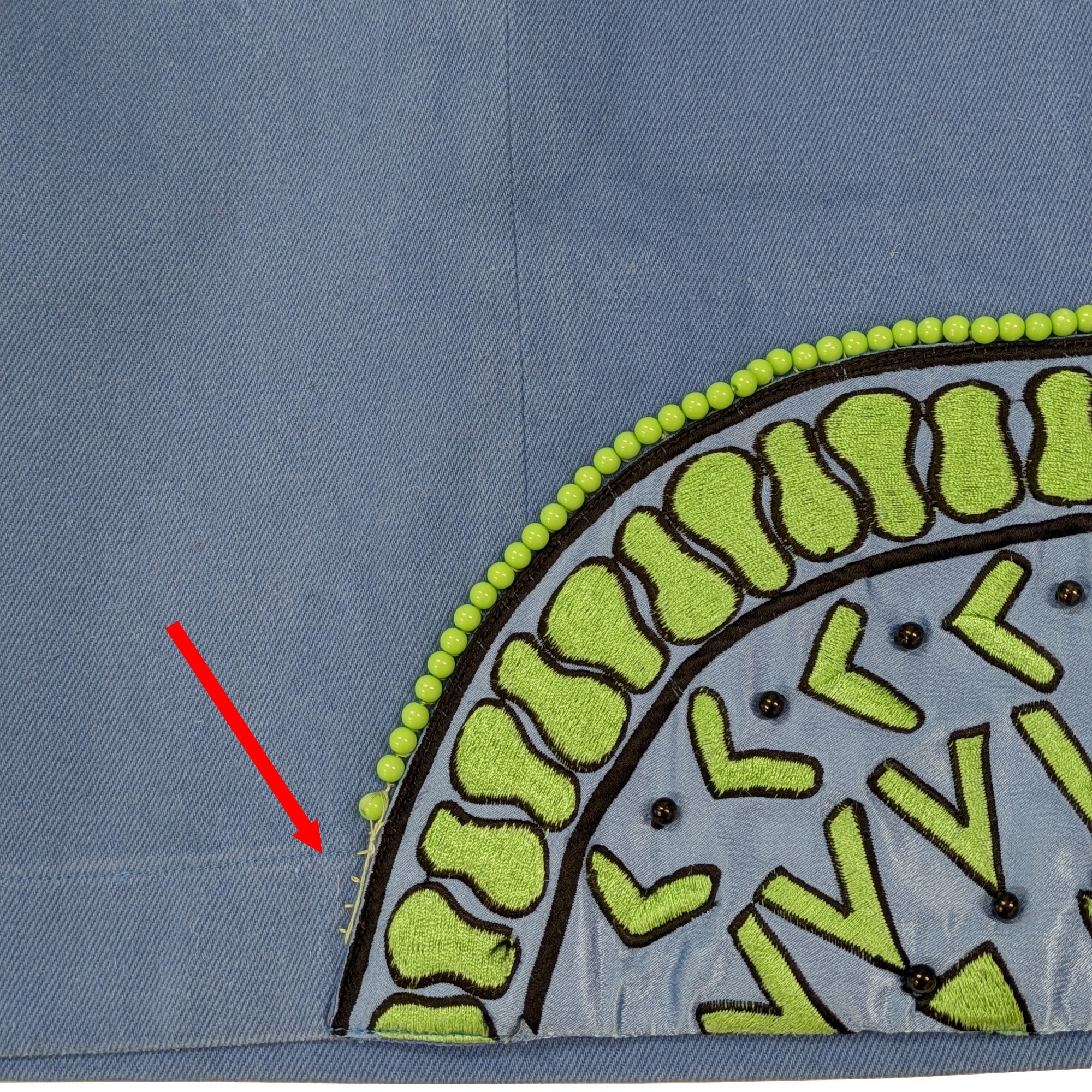 Tailleur Korii Joko T S Ensemble jupe & veste bleu et vert Broderies et perles Vintage 80's - Bon état - Photo 10